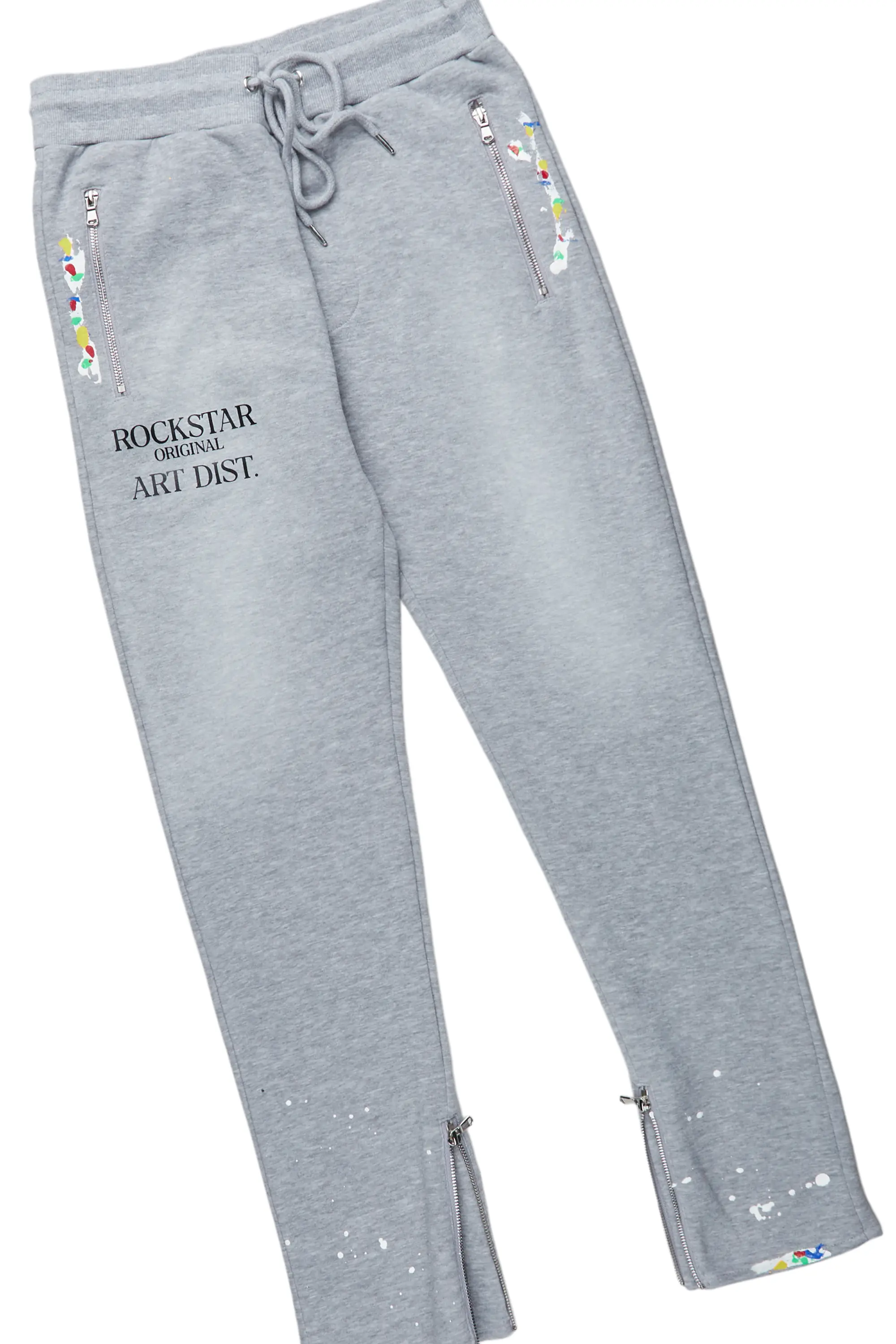 Rockstar Art Dist. Heather Grey Slim Fit track Set - Image 4