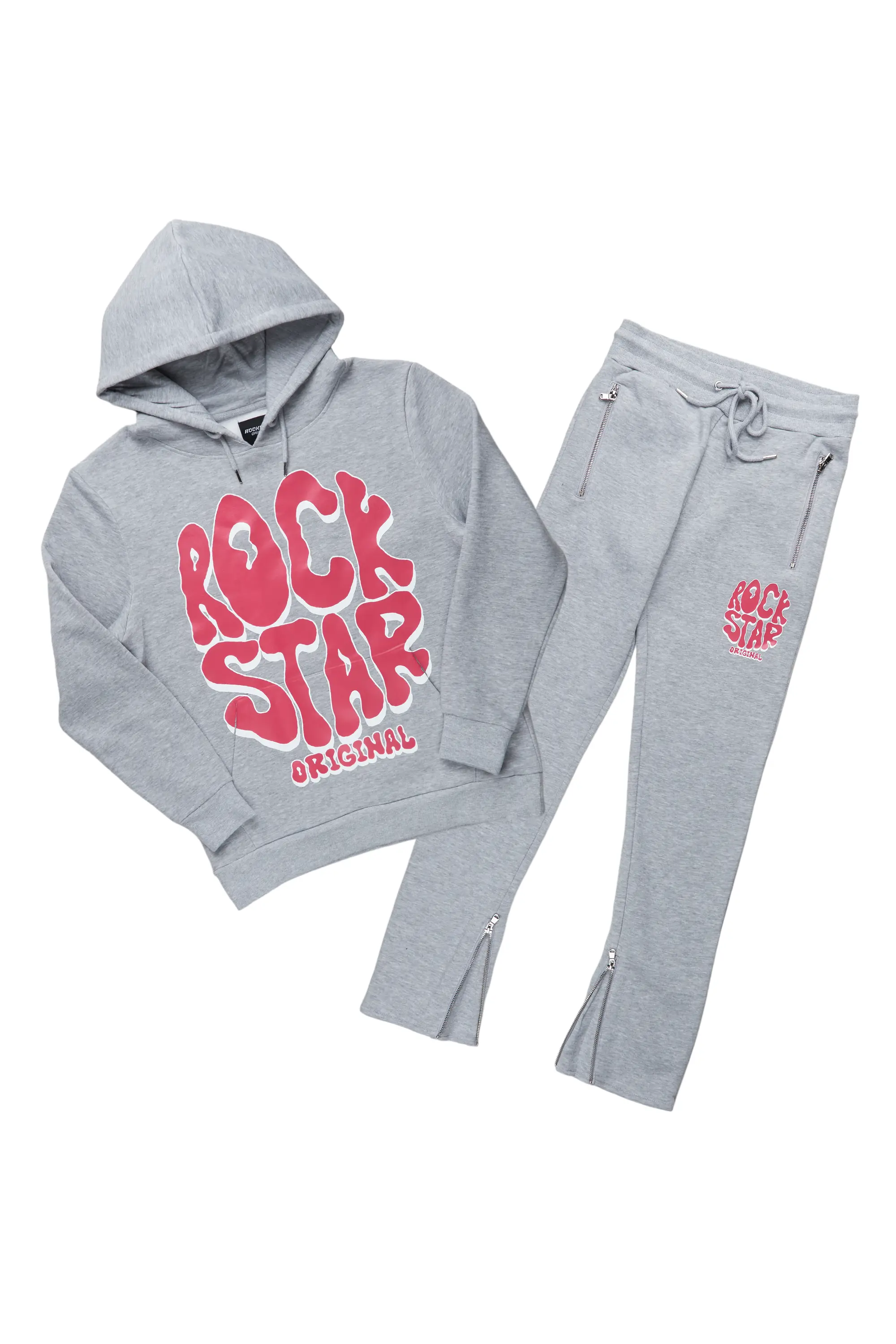 Warblen Grey/Pink Slim Fit Track Set - Image 2