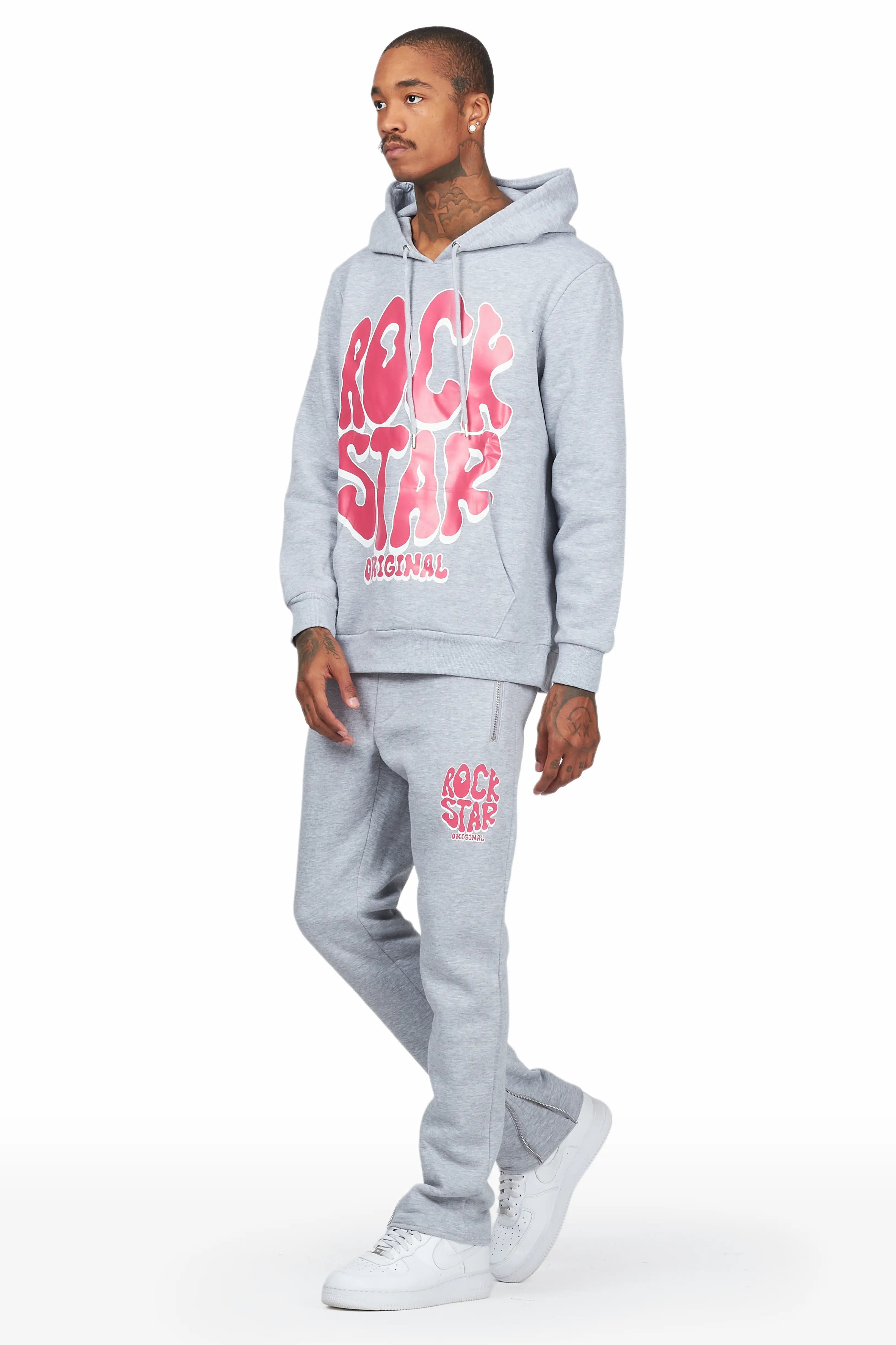 Warblen Grey/Pink Slim Fit Track Set - Image 3