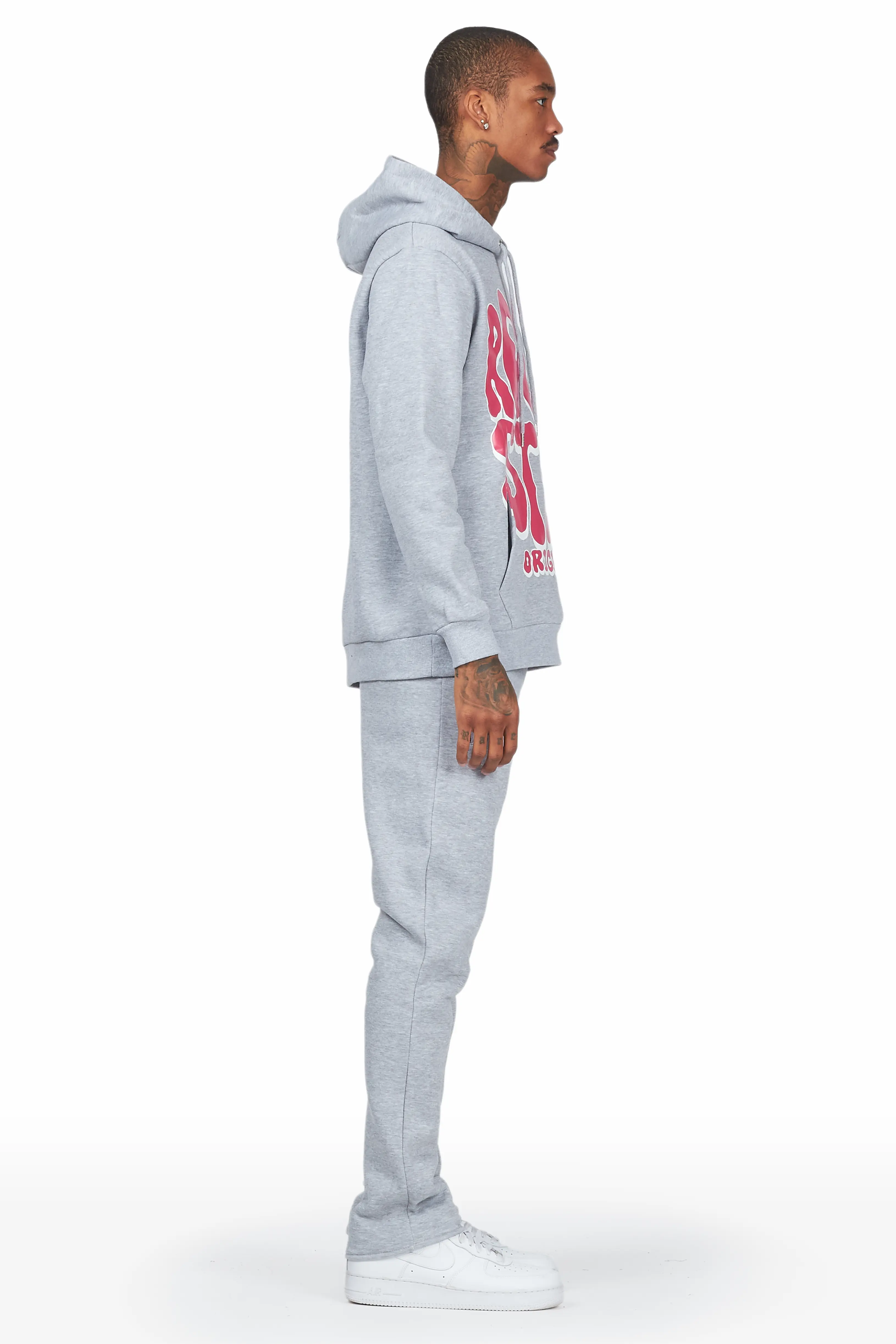 Warblen Grey/Pink Slim Fit Track Set - Image 4