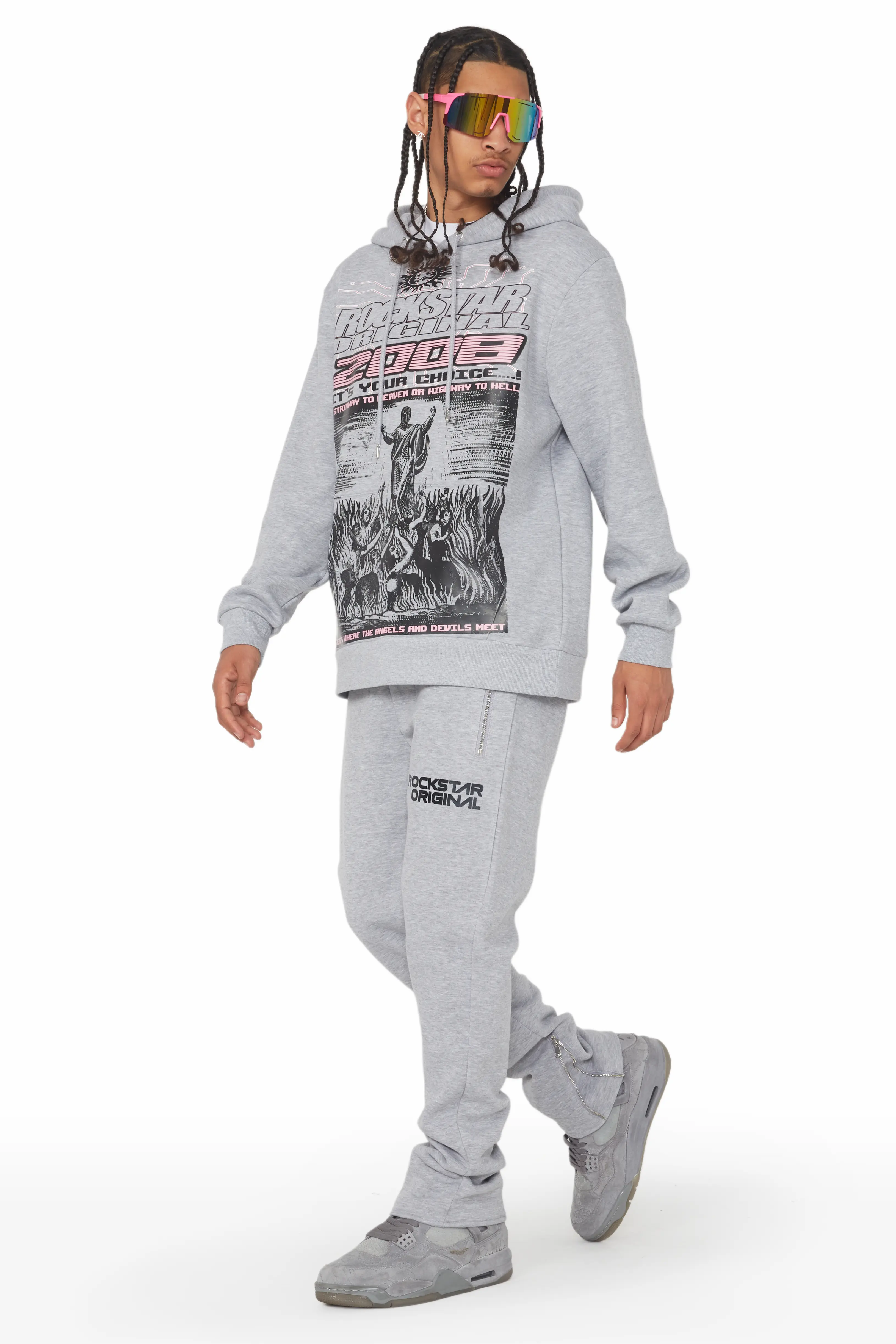 Kalye Heather Grey Slim Fit Track Set - Image 2