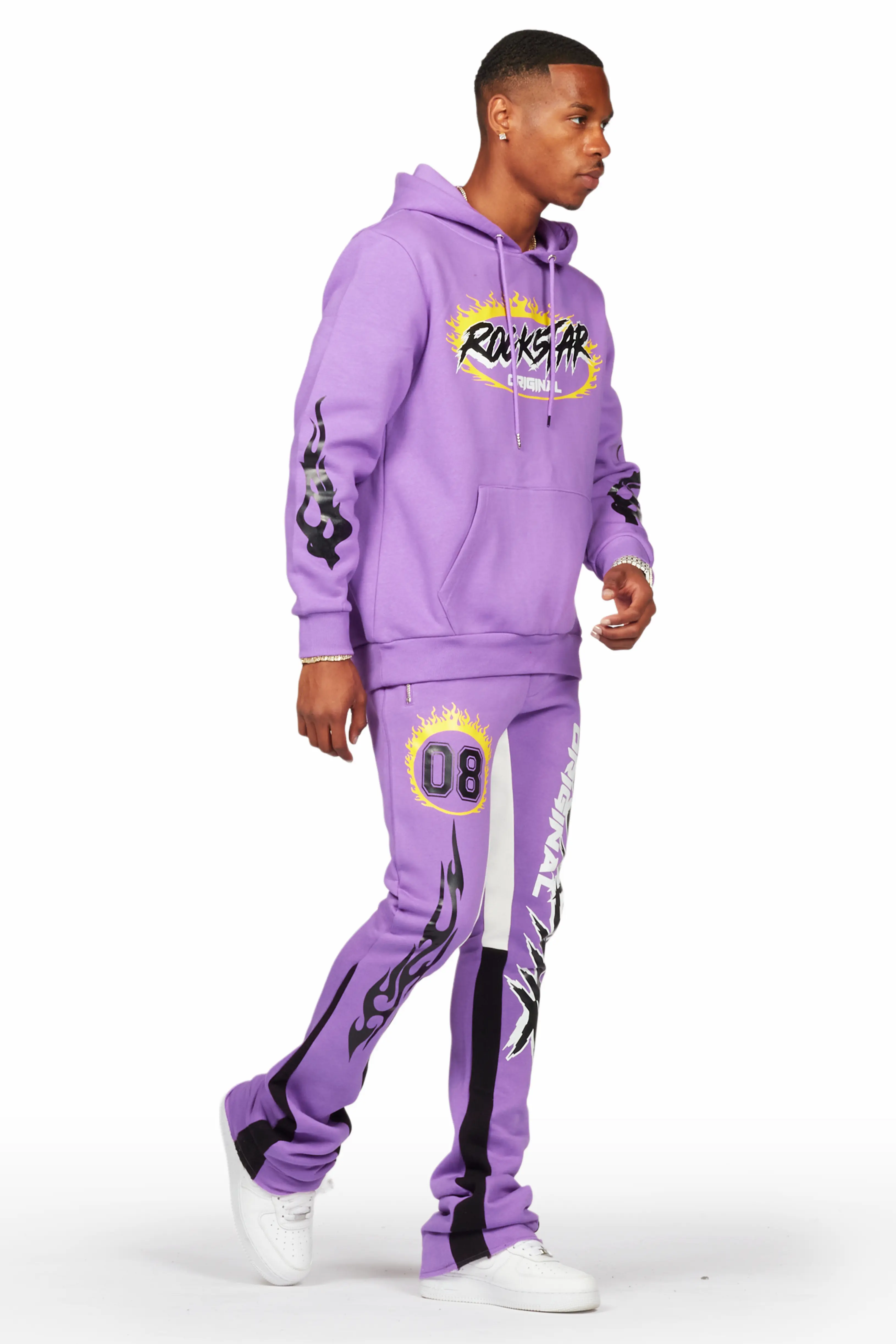 Draven Purple Hoodie/Stacked Flare Track Pant Set - Image 6