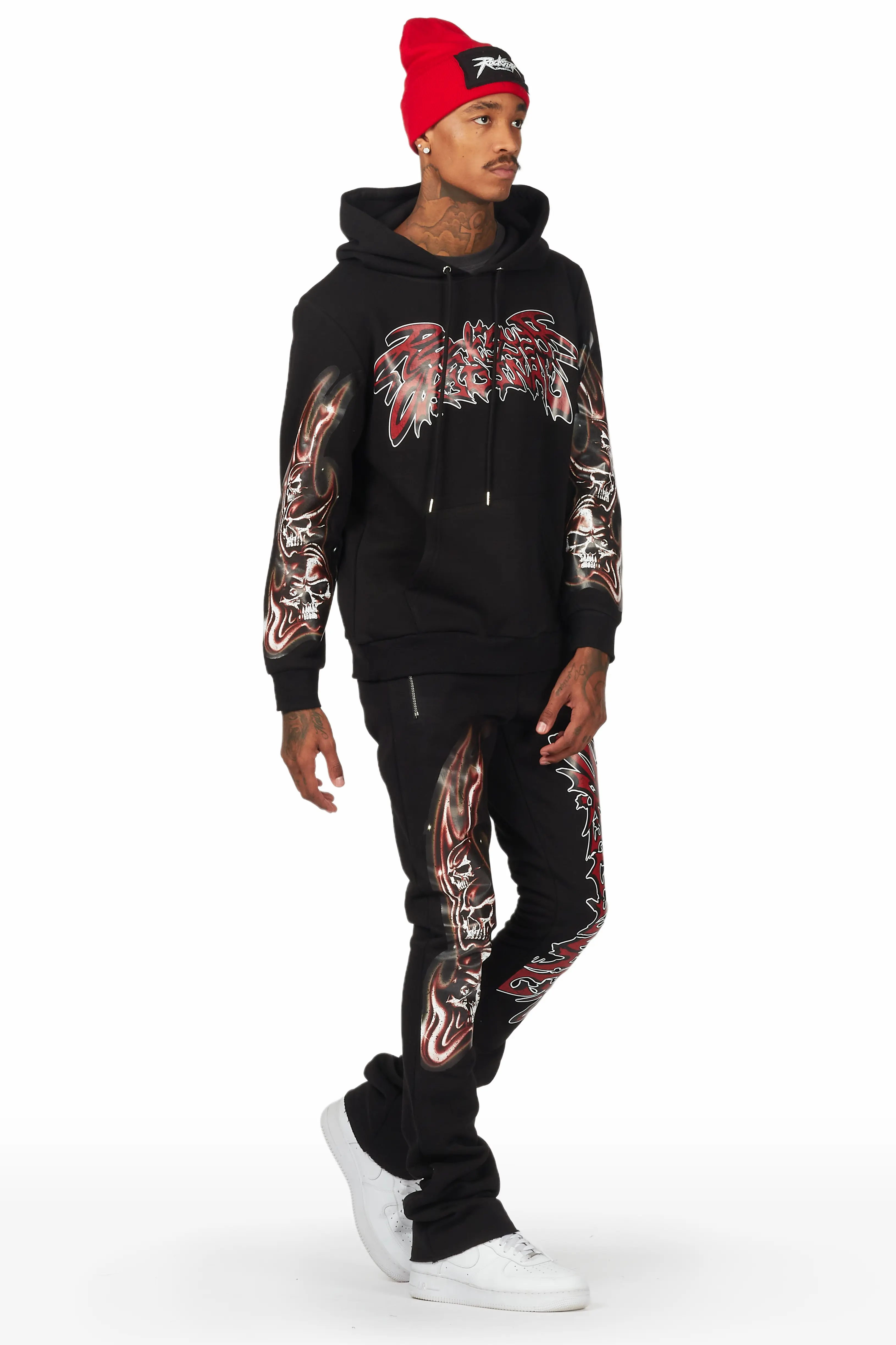 Smoky Black Hoodie Stacked Flare Track Set - Image 4