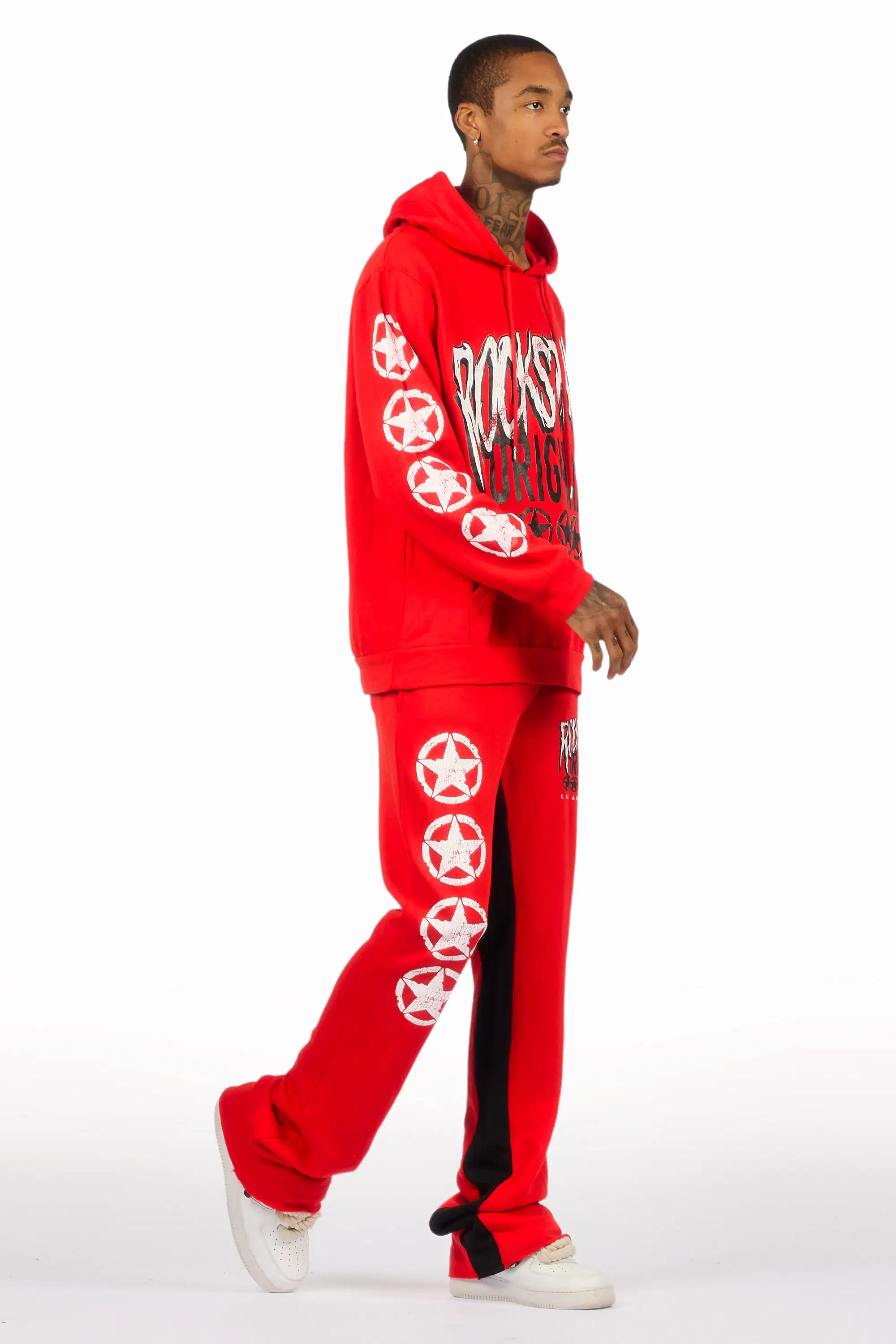 Wizzurd Red/Black Hoodie/Baggy Stacked Track Set - Image 3
