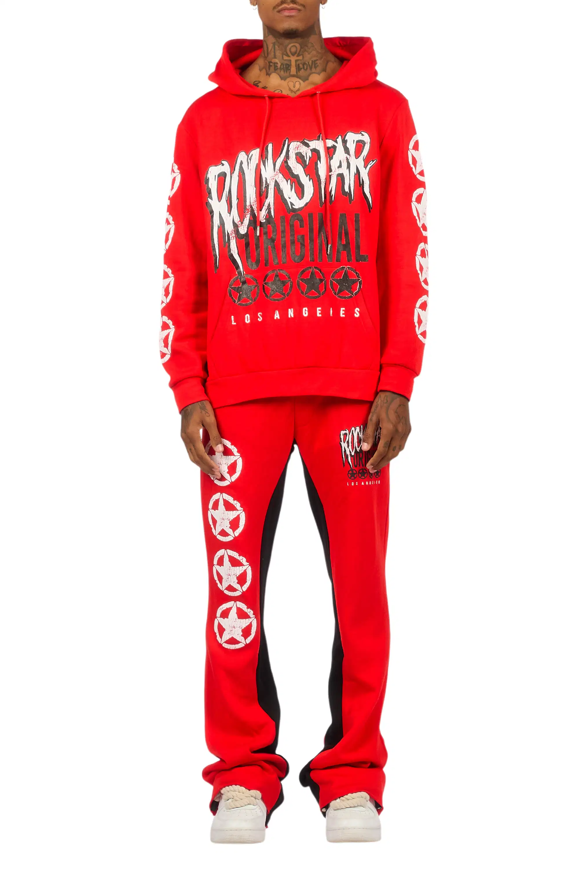 Wizzurd Red/Black Hoodie/Baggy Stacked Track Set - Image 8