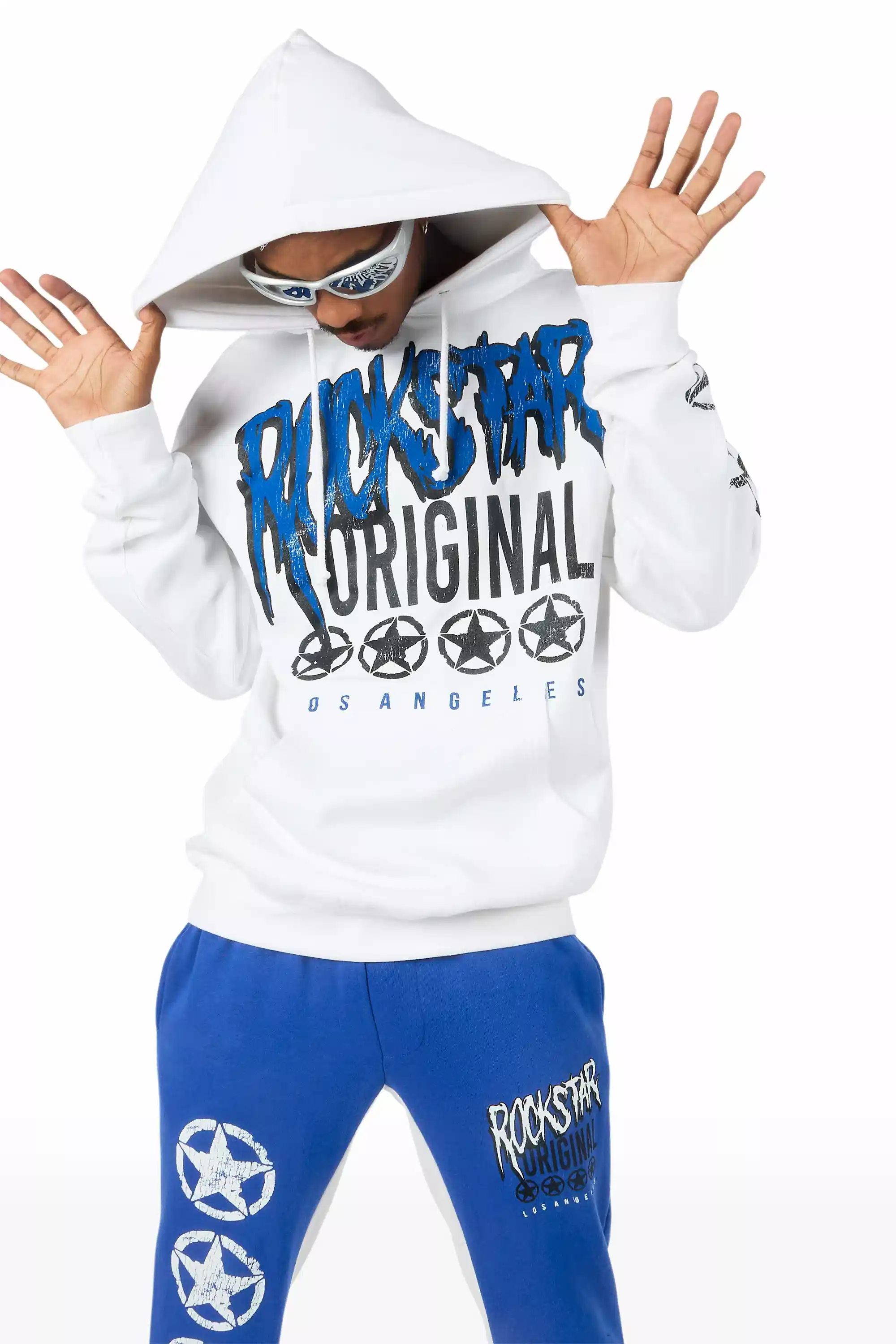 Wizzurd White/Royal Blue Hoodie Stacked Track Set - Image 10