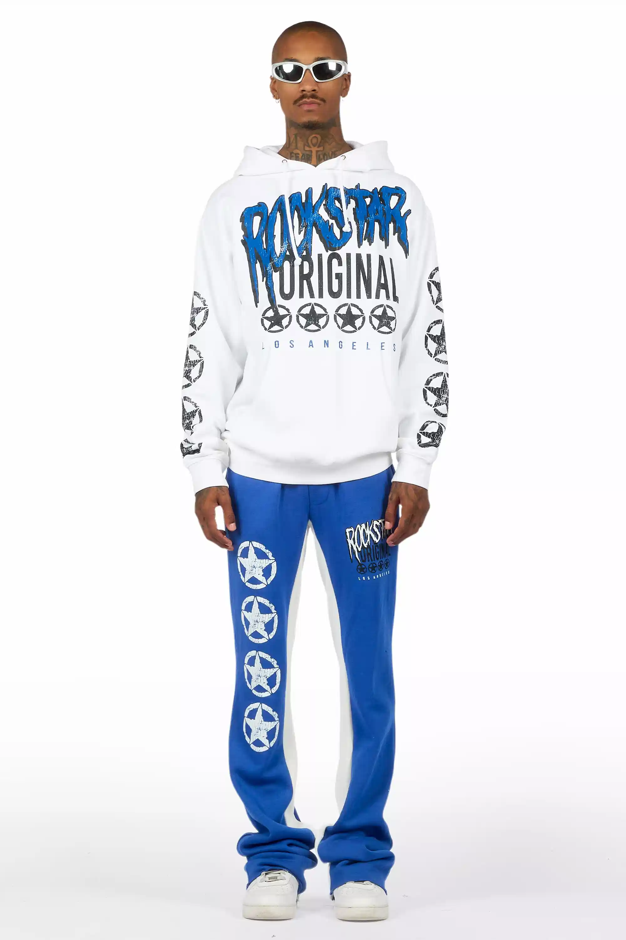 Wizzurd White/Royal Blue Hoodie Stacked Track Set - Image 2