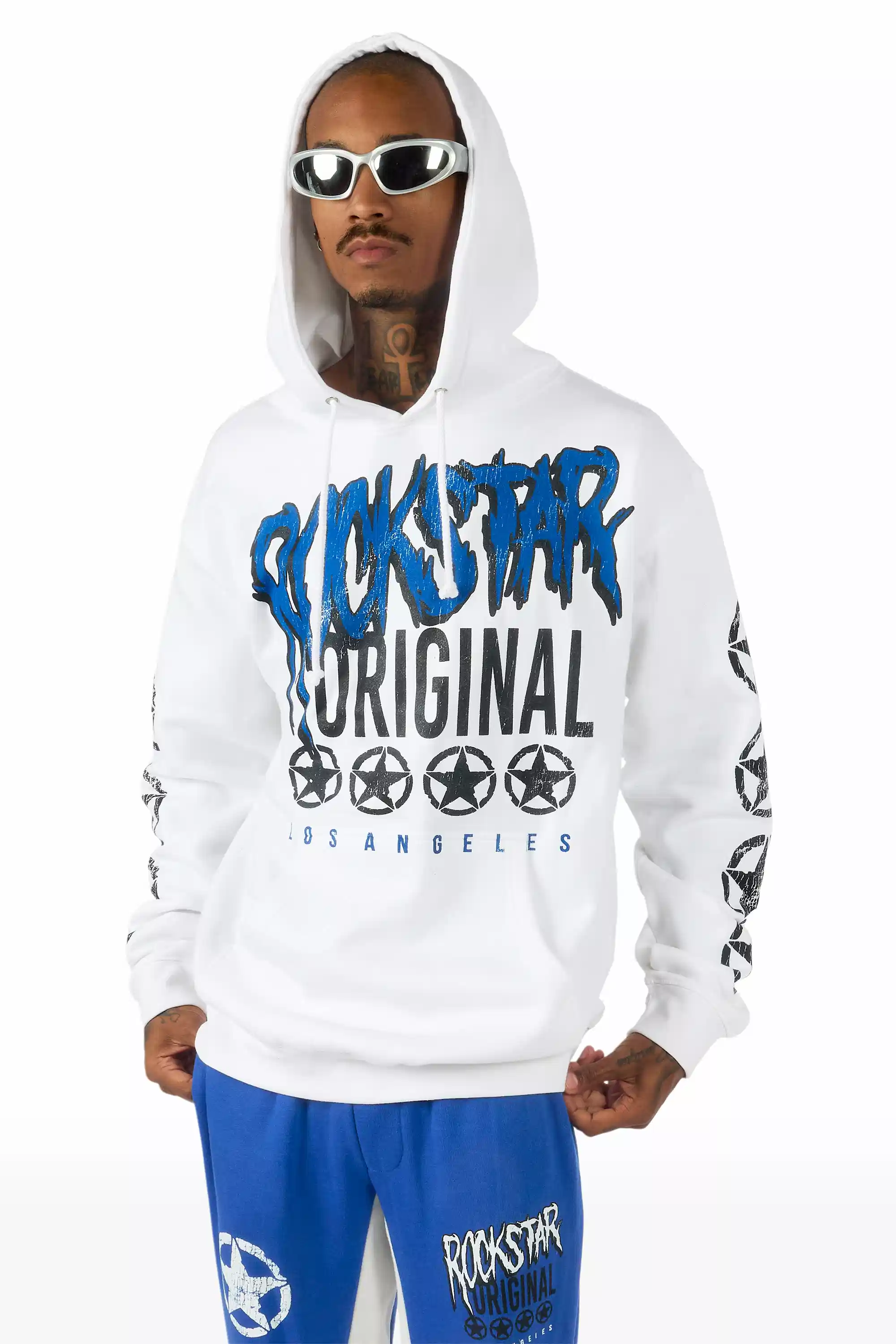 Wizzurd White/Royal Blue Hoodie Stacked Track Set - Image 9