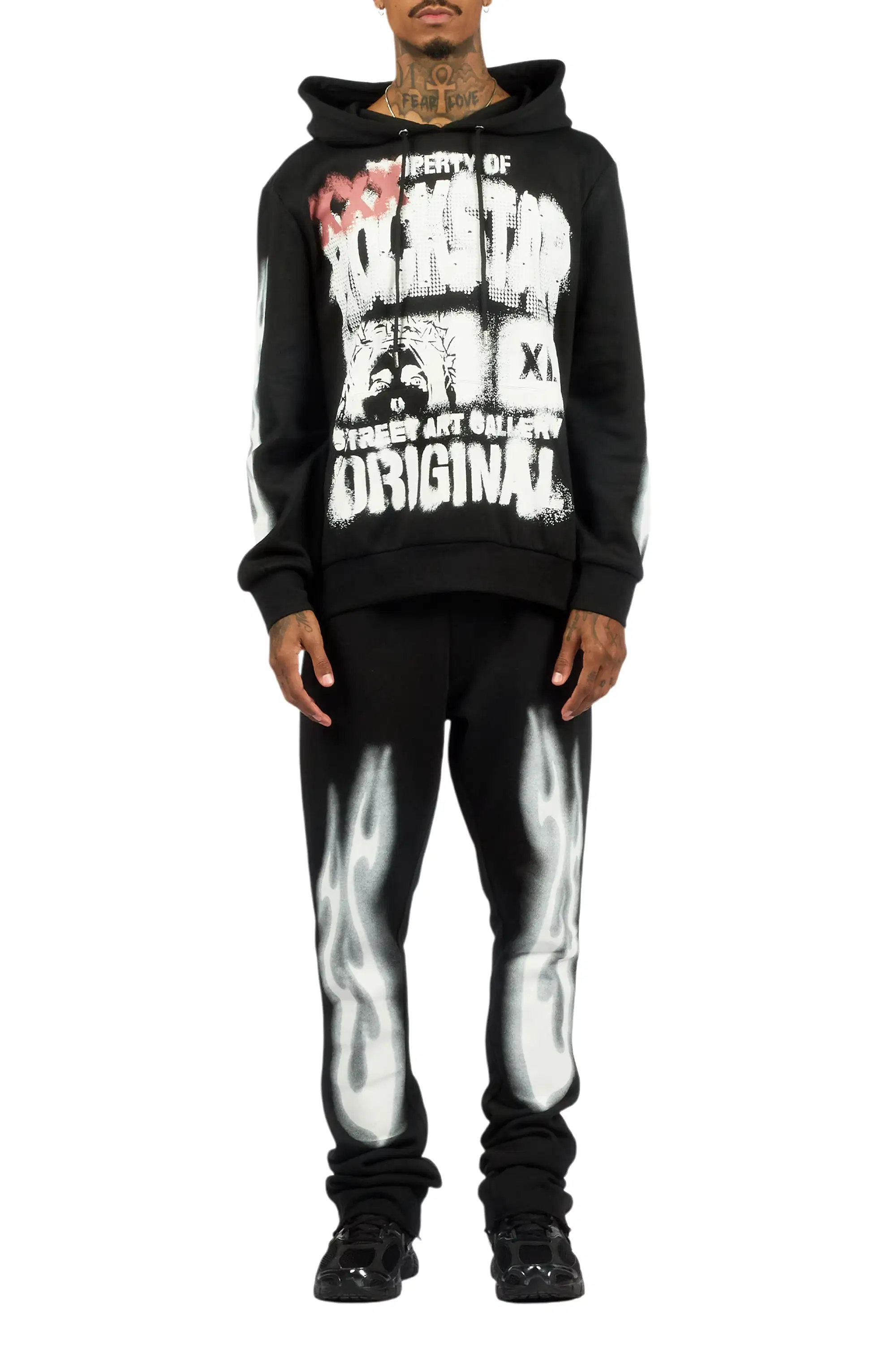 Kyo Black Hoodie Stacked Track Set - Image 9