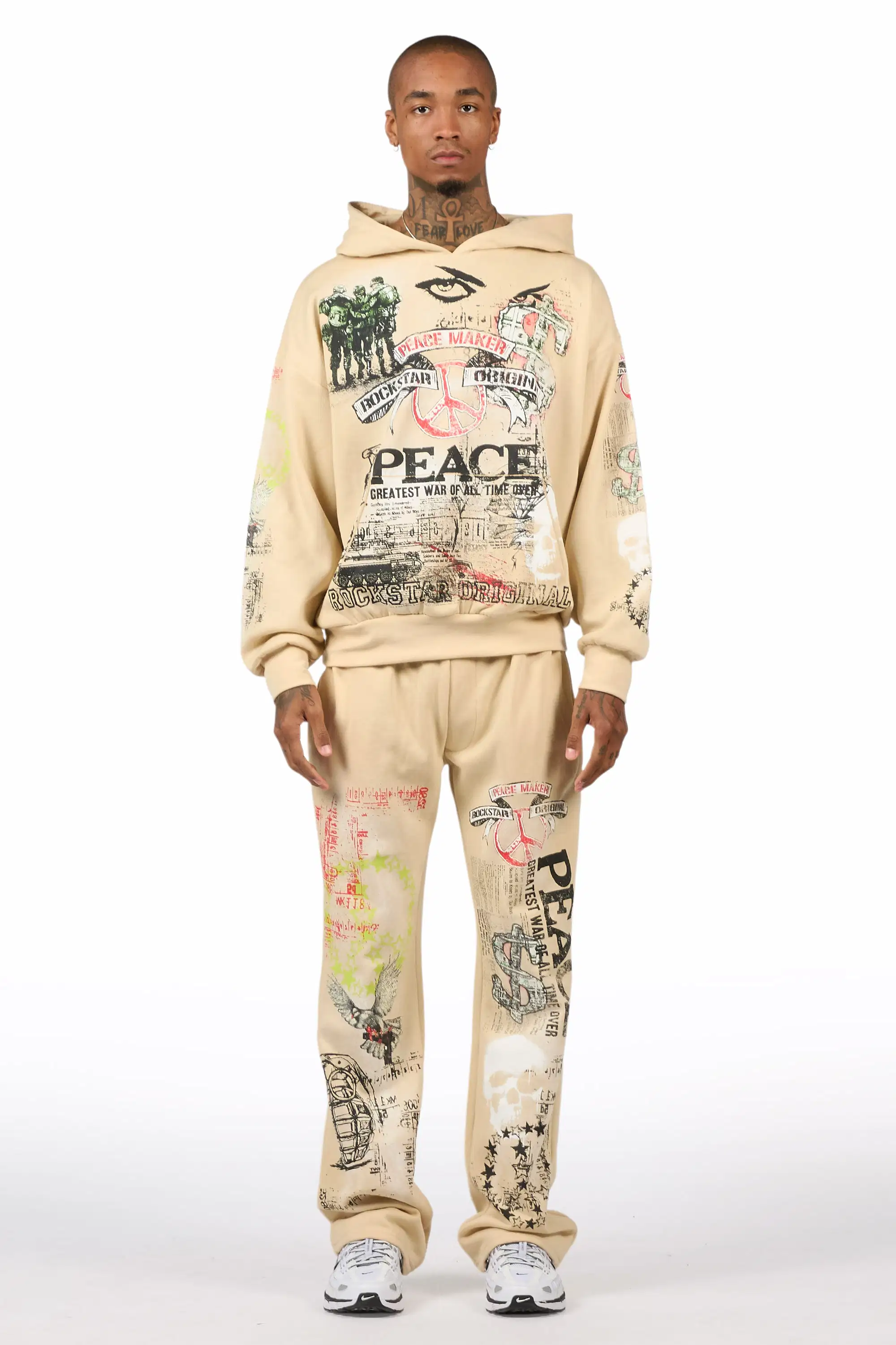 Seiko Beige Hoodie Baggy Track Set - Image 7
