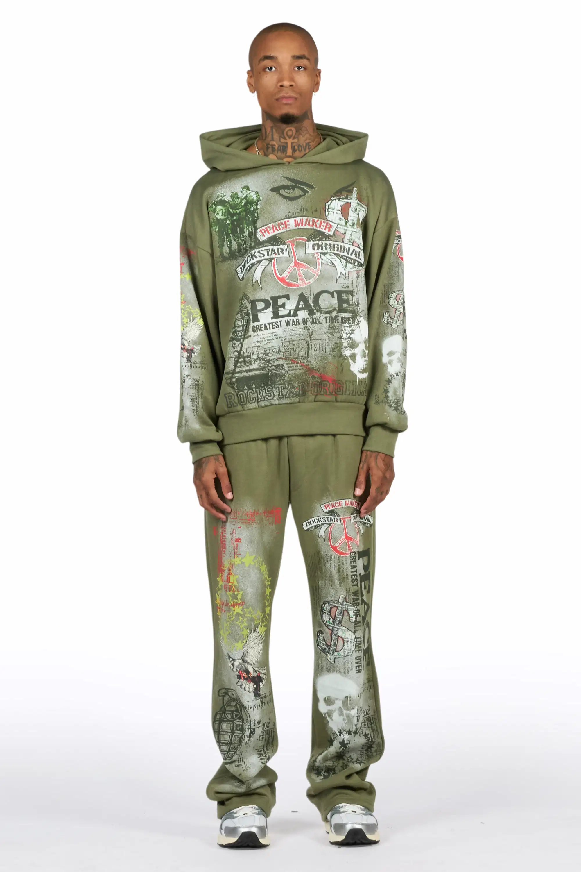 Seiko Army Green Hoodie Baggy Track Set - Image 2