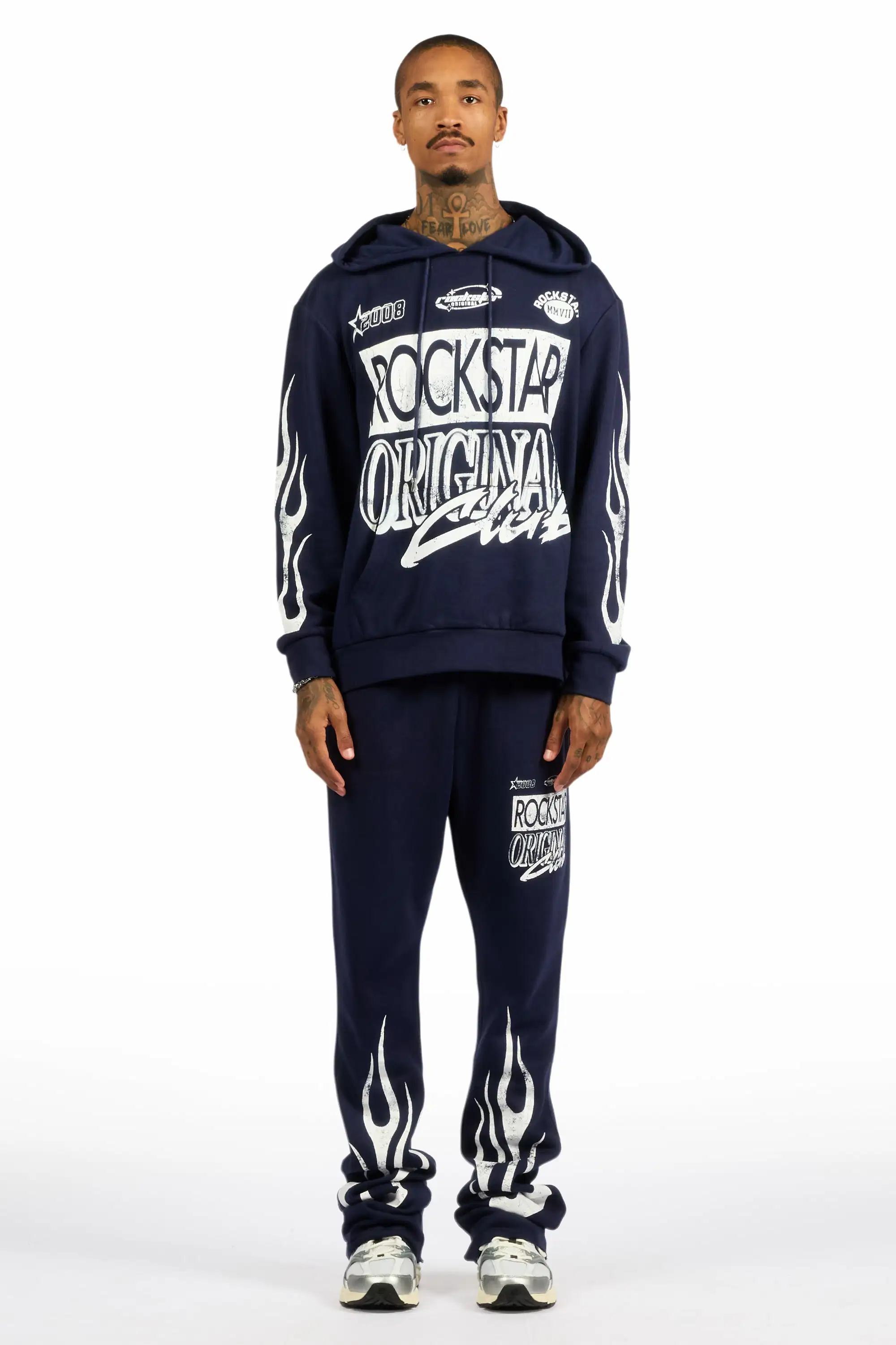 Rylok Navy/White Hoodie Stacked Track Set - Image 2