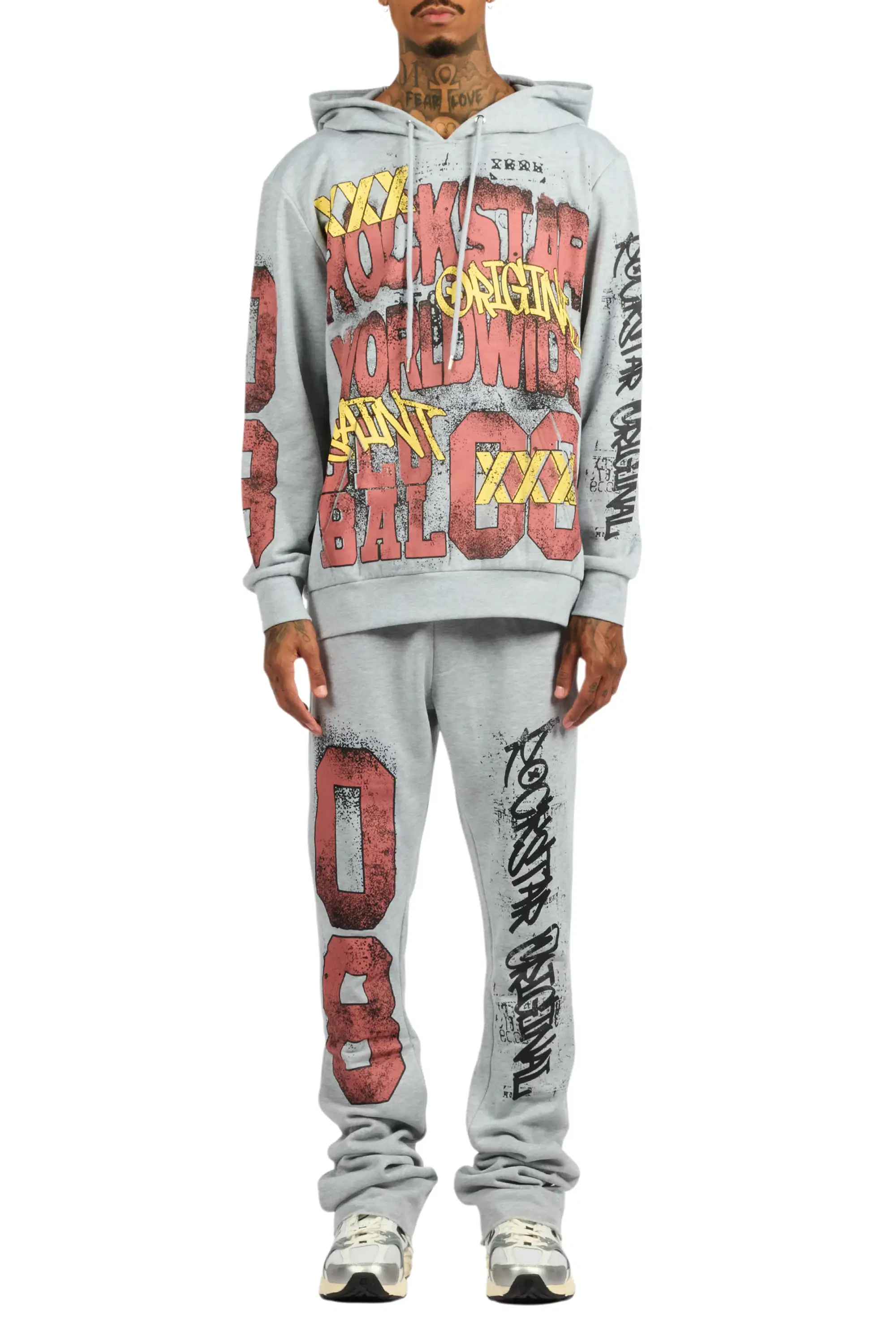 Parco Heather Grey Hoodie Stacked Track Set - Image 5