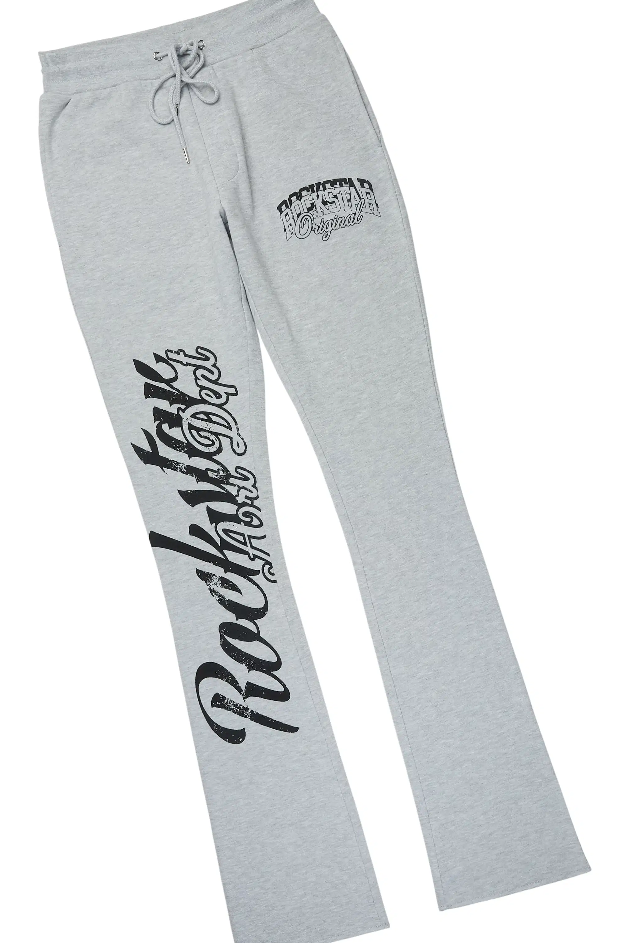 Blazon Heather Grey Hoodie/Stacked Pant Track Set - Image 9