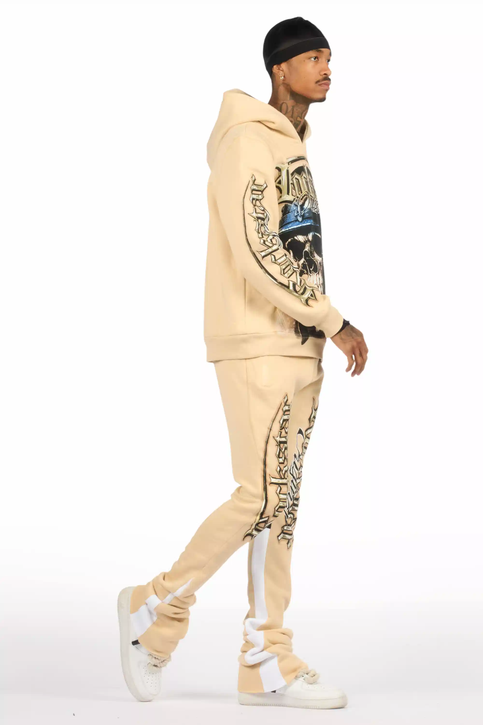 Kyce Beige/Black Hoodie/Super Stacked Track Set - Image 3