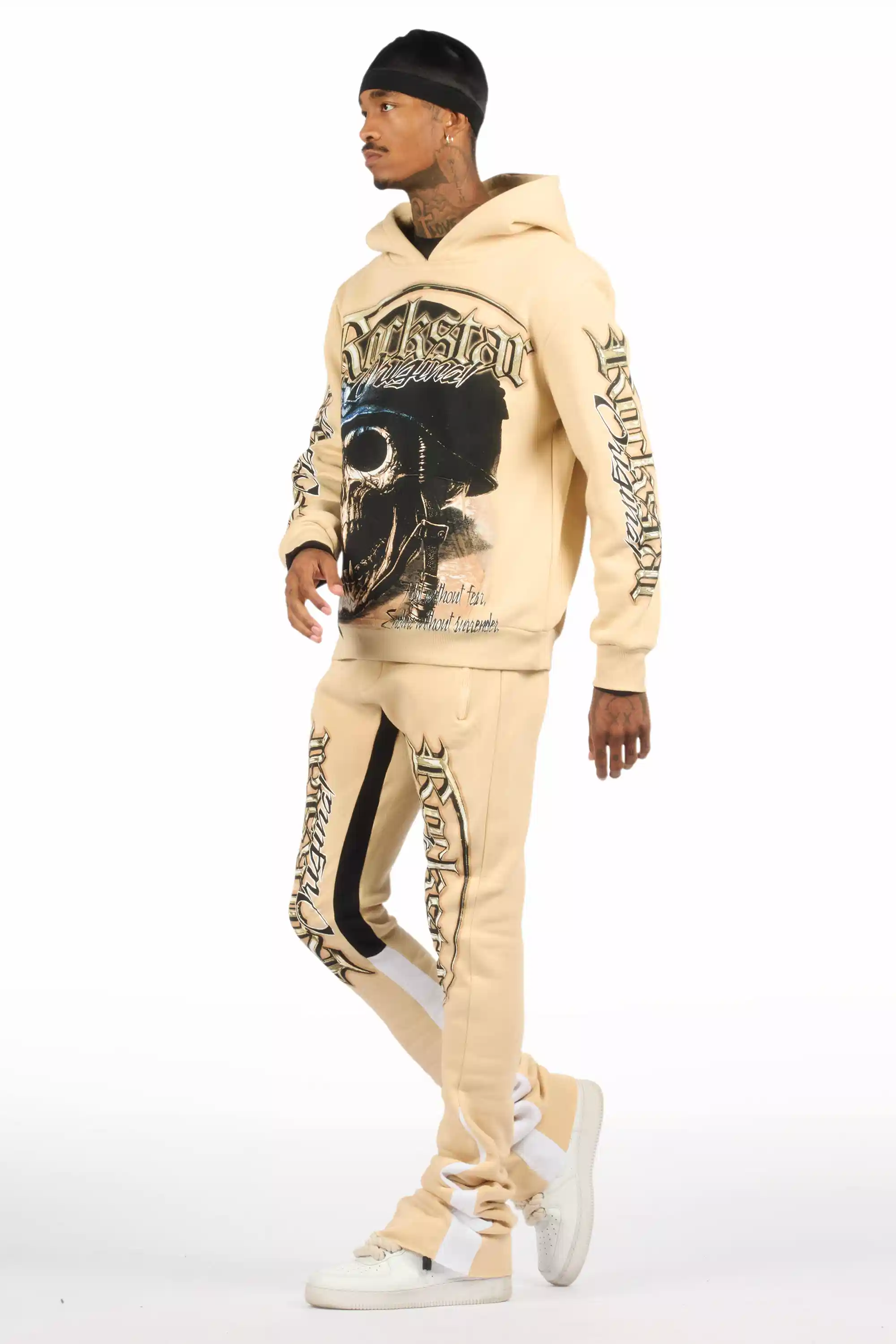 Kyce Beige/Black Hoodie/Super Stacked Track Set - Image 6