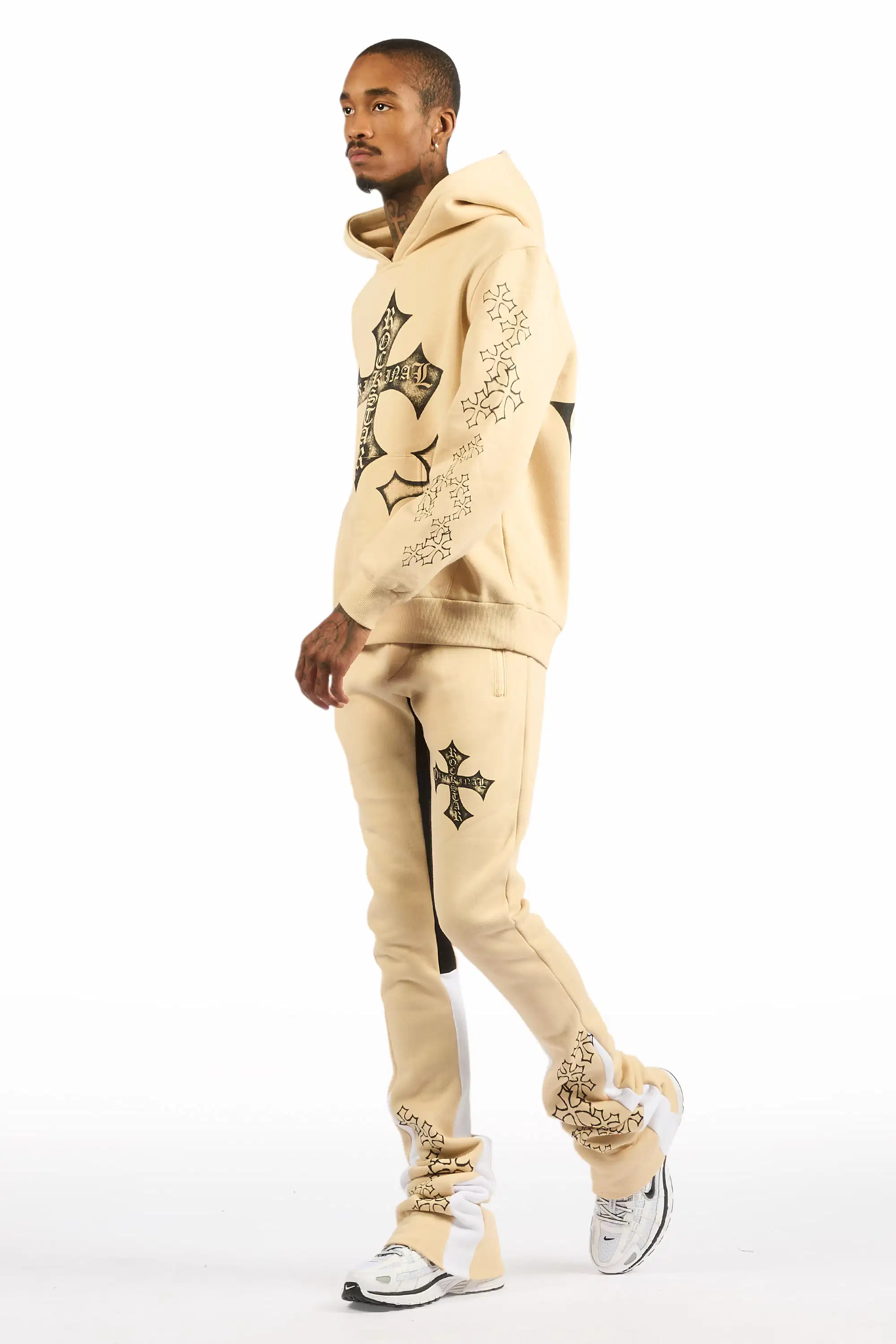 Marzion Beige/Black Hoodie/Super Stacked Track Set - Image 5