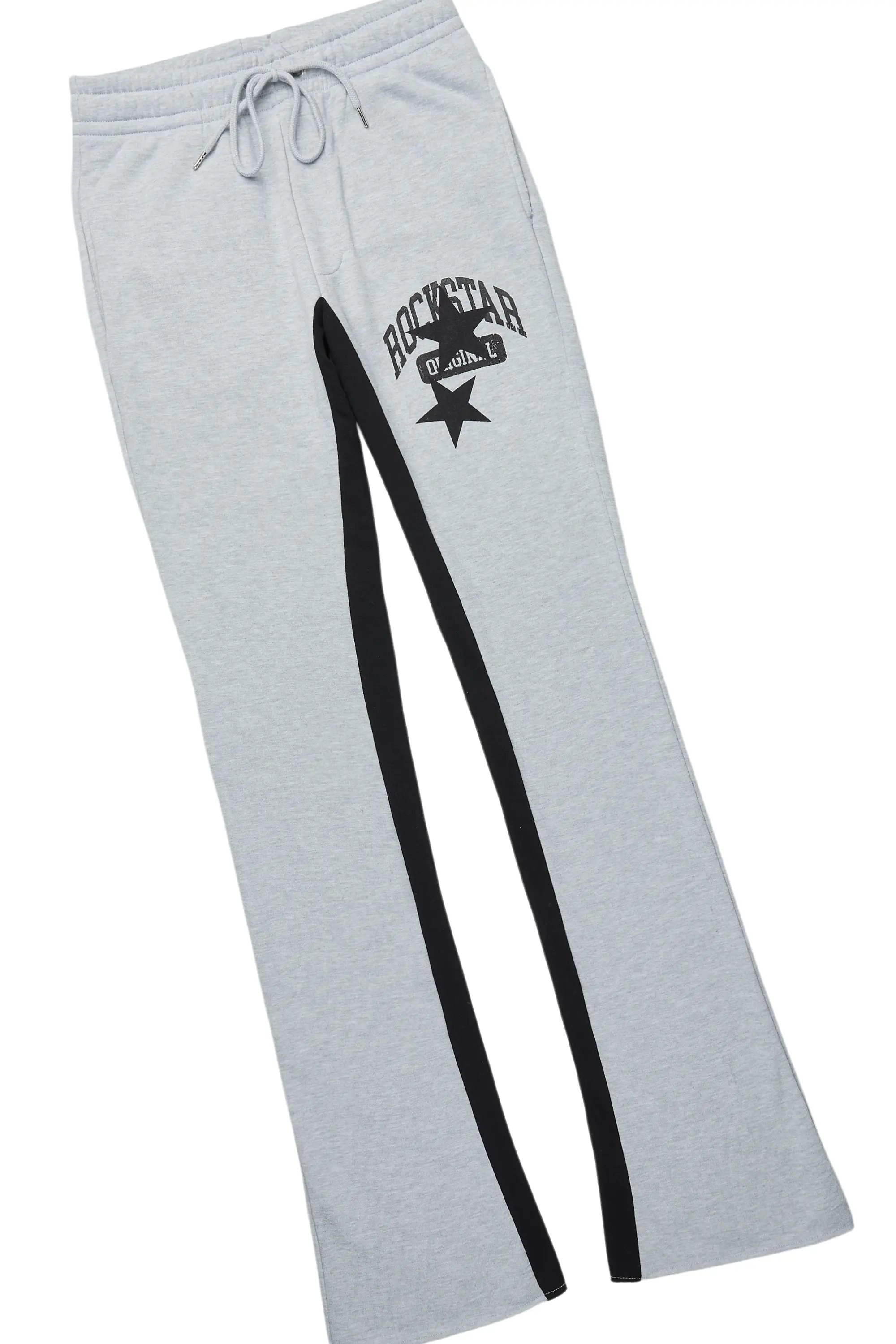 Mallor Heather Grey Baggy Stacked Hoodie Track Set - Image 8