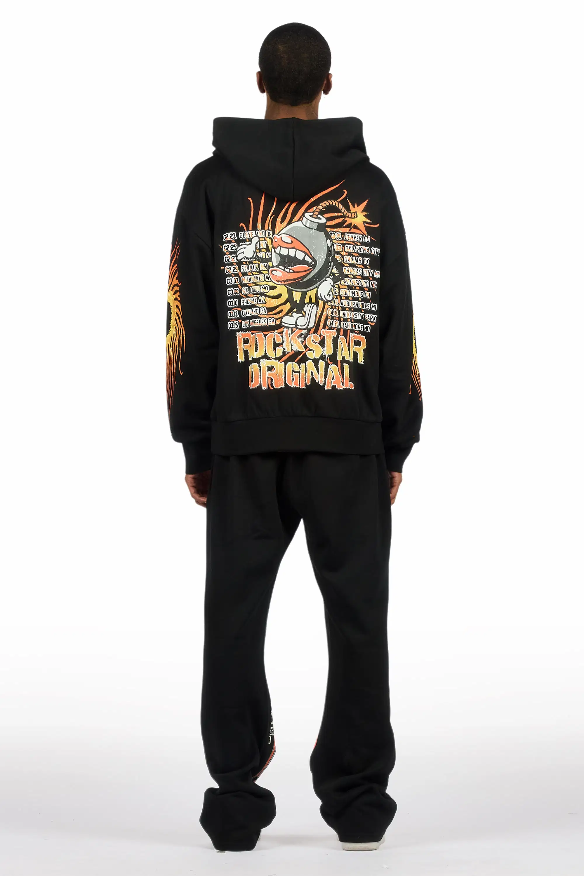 Rock n Roll Black Hoodie/Baggy Pant Track Set - Image 3