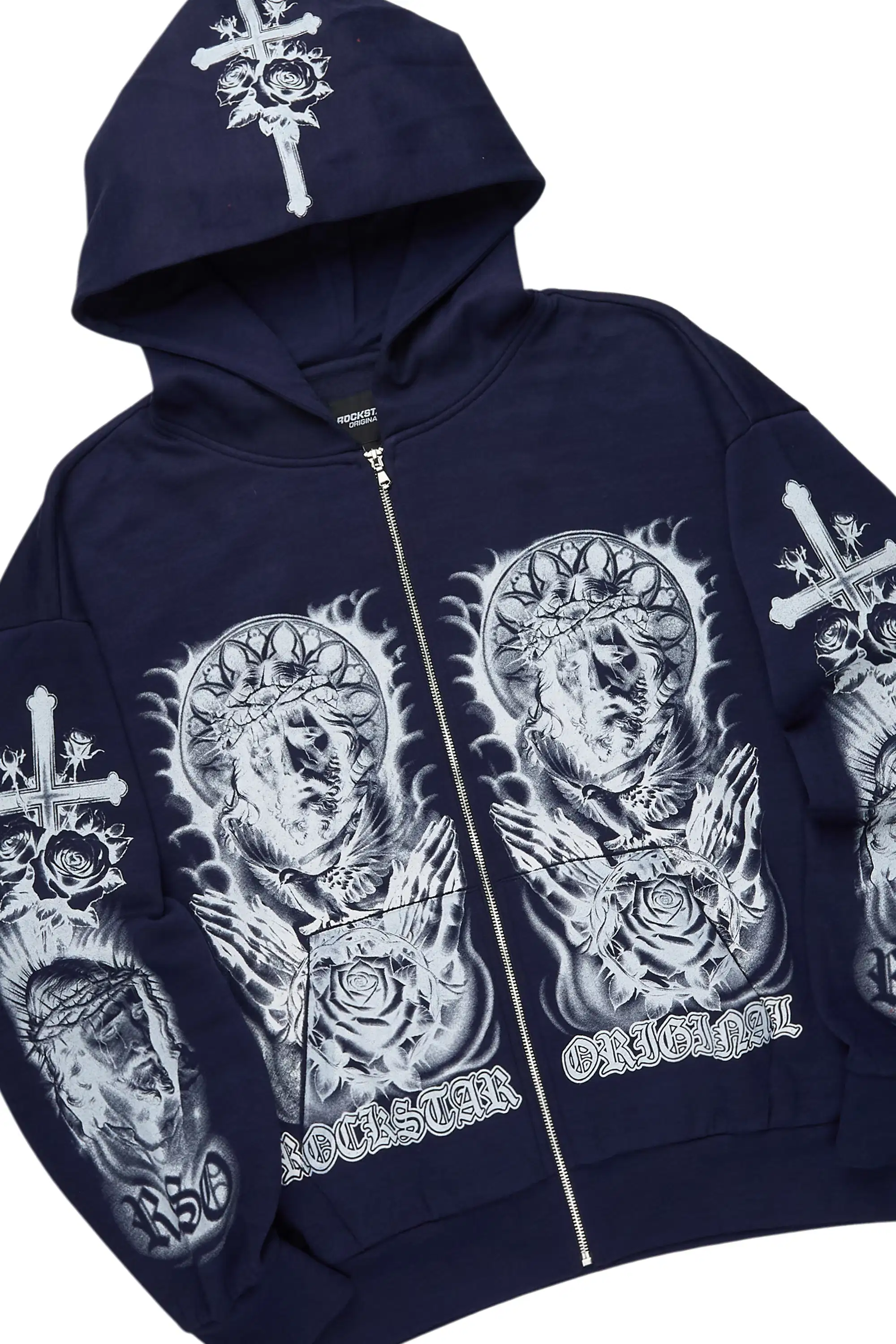Blasted Navy/White Hoodie/Baggy Pant Track Set - Image 7