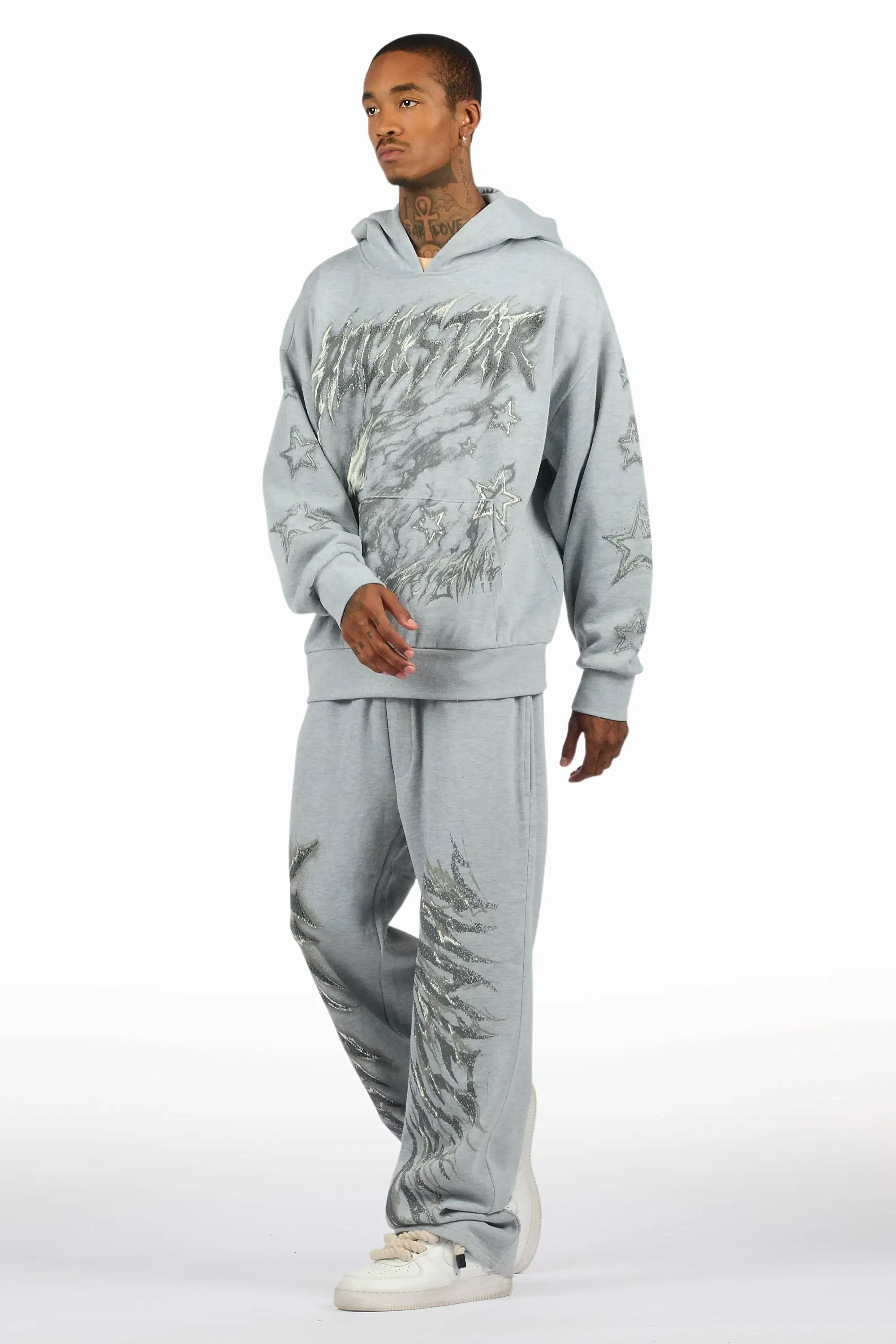 Jantra Heather Grey Hoodie/Baggy Pant Track Set - Image 6