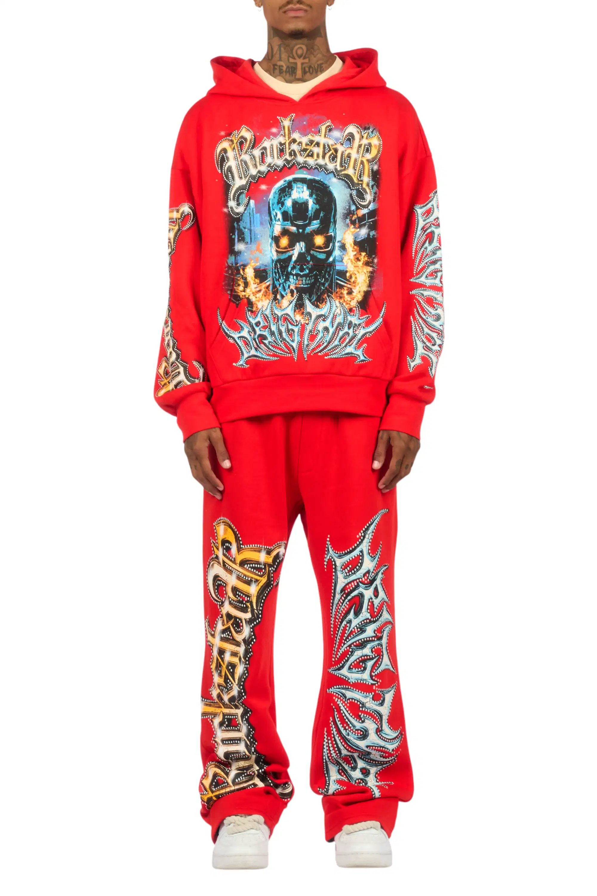 Mesin Red Hoodie/Baggy Pant Track Set - Image 10