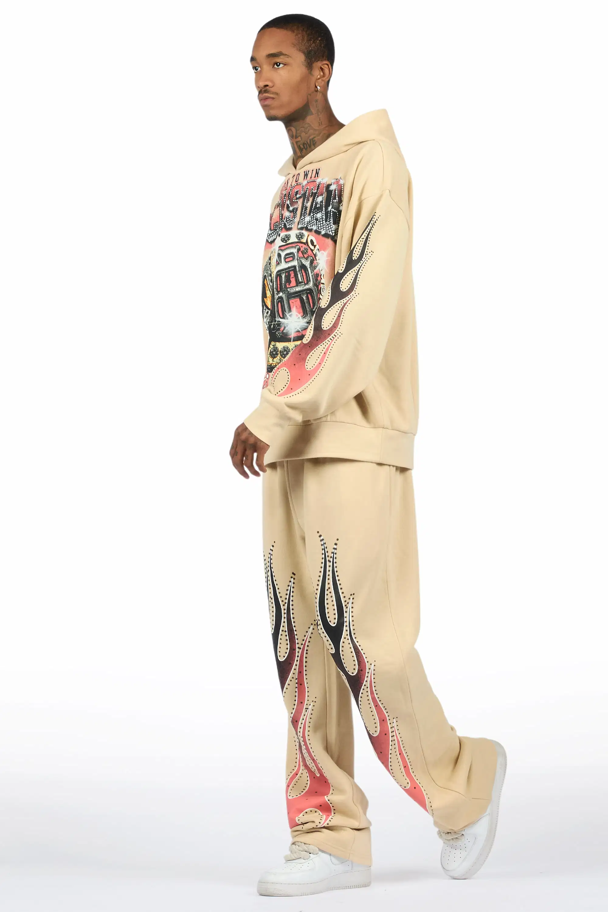Glans Beige Hoodie/Baggy Pant Track Set - Image 7