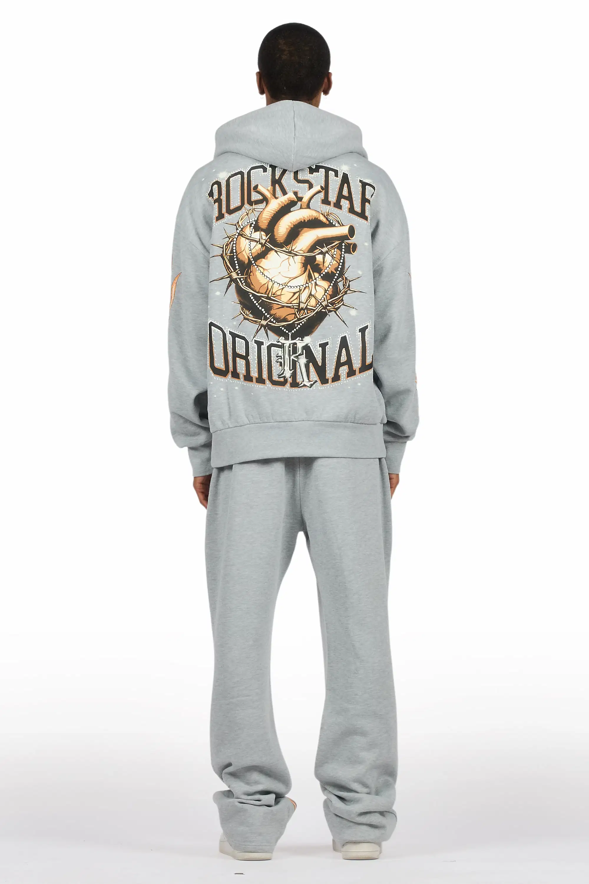 Kaizel Heather Grey Hoodie/Baggy Pant Track Set - Image 3