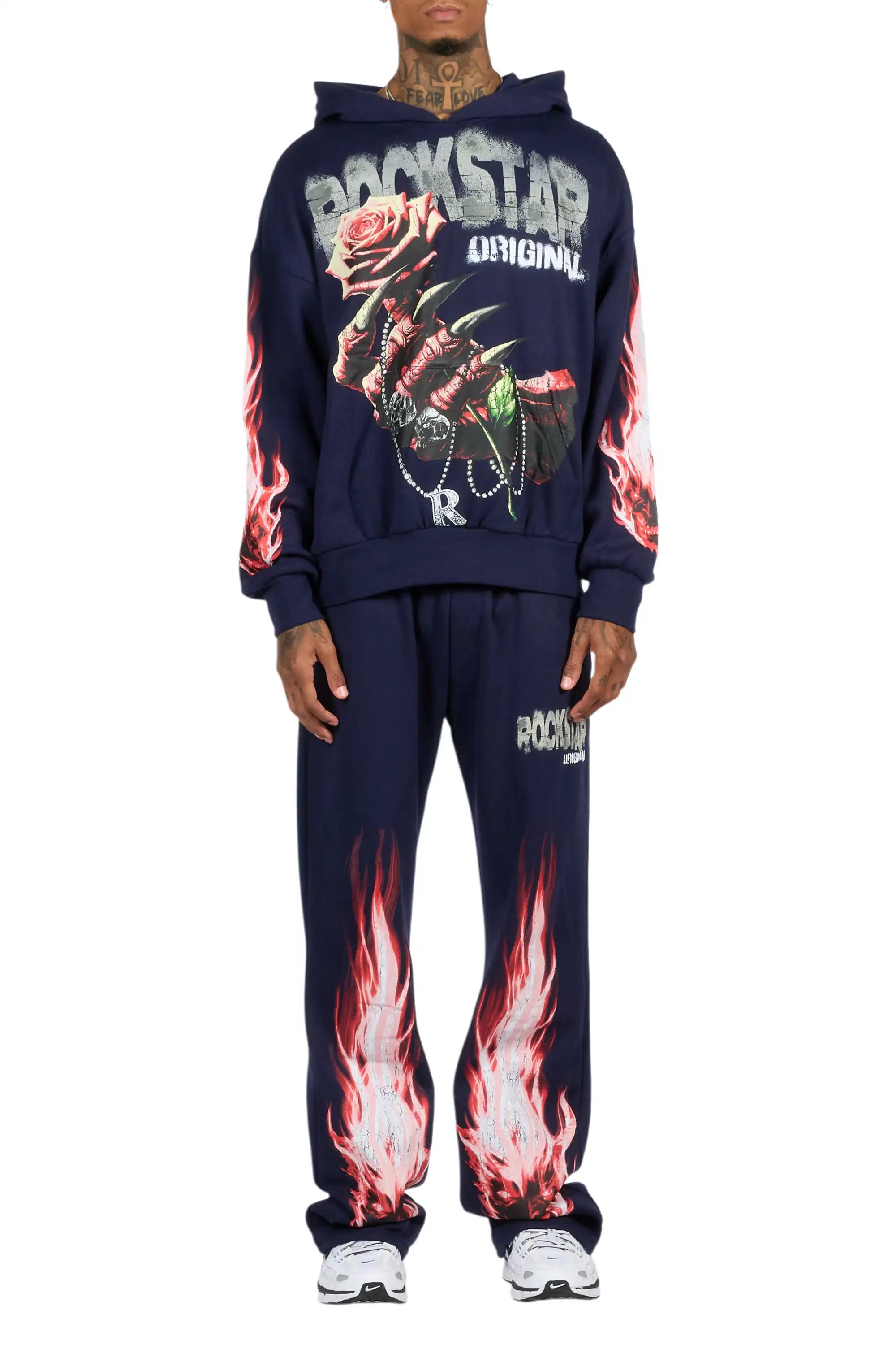 Azyrx Navy Hoodie/Baggy Pant Track Set - Image 9