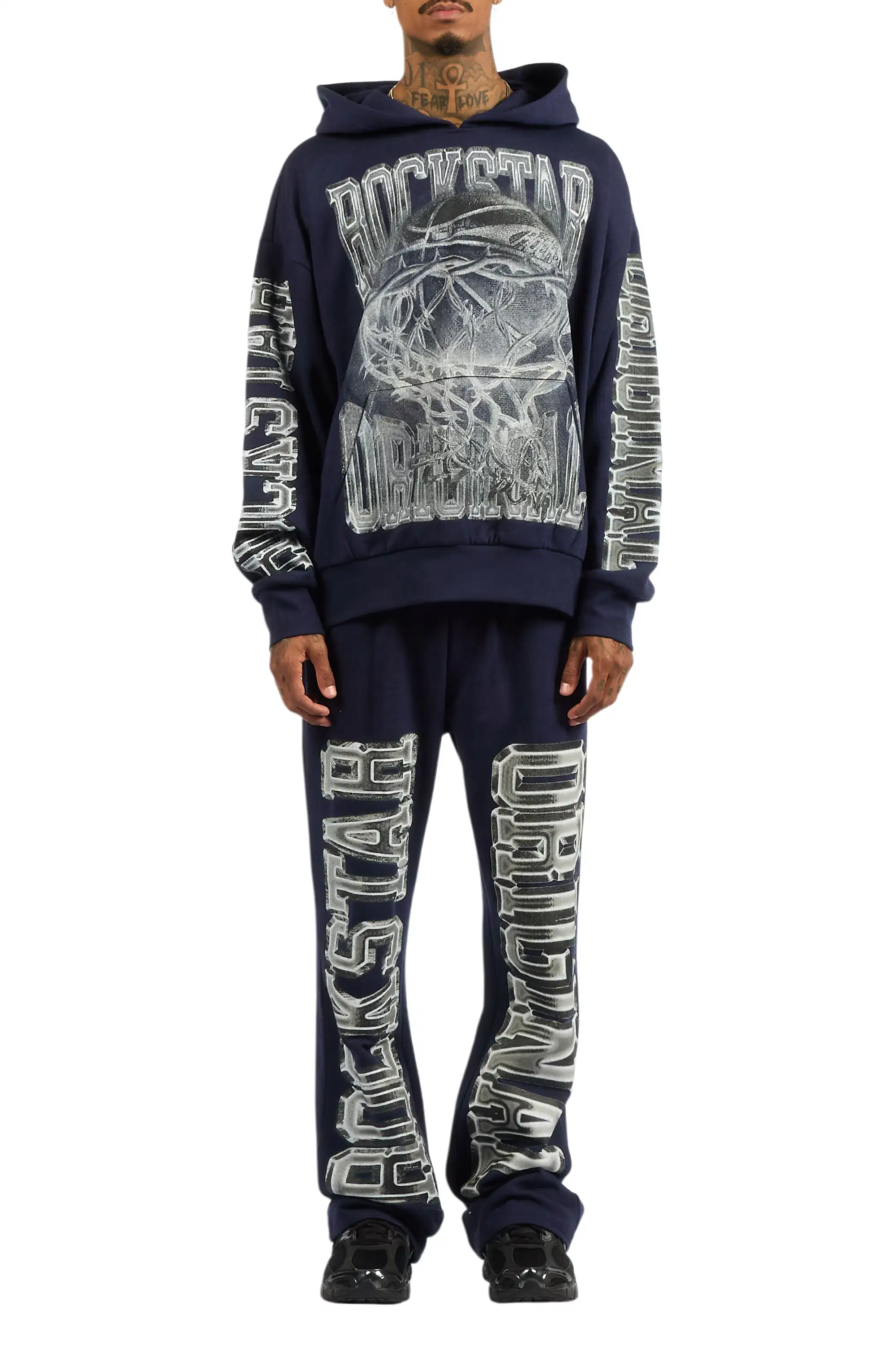 Rleague Navy Hoodie/Baggy Pant Track Set - Image 8