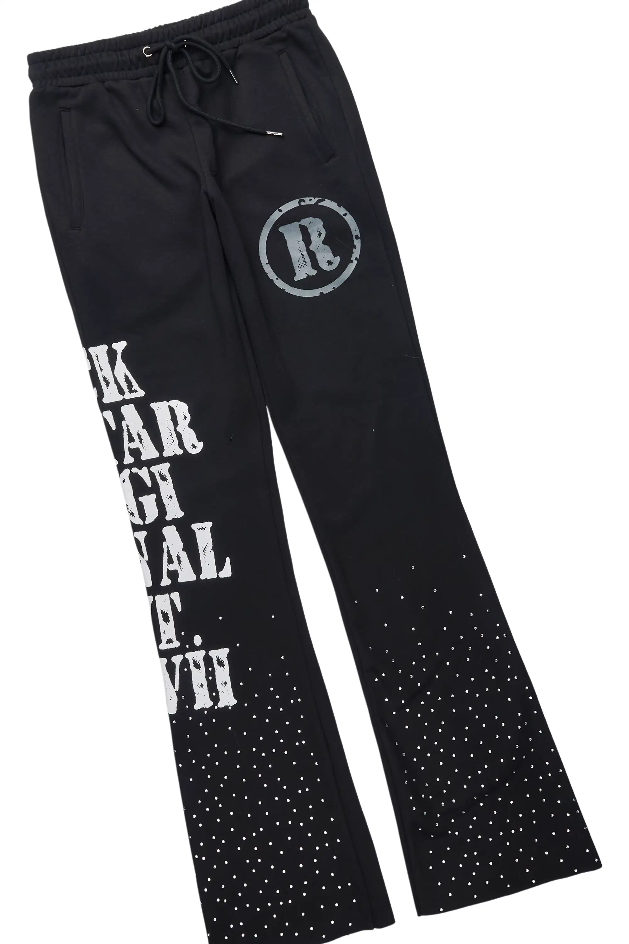 Borya Black Rhinestone Hoodie/Stacked Pant Track Set - Image 9