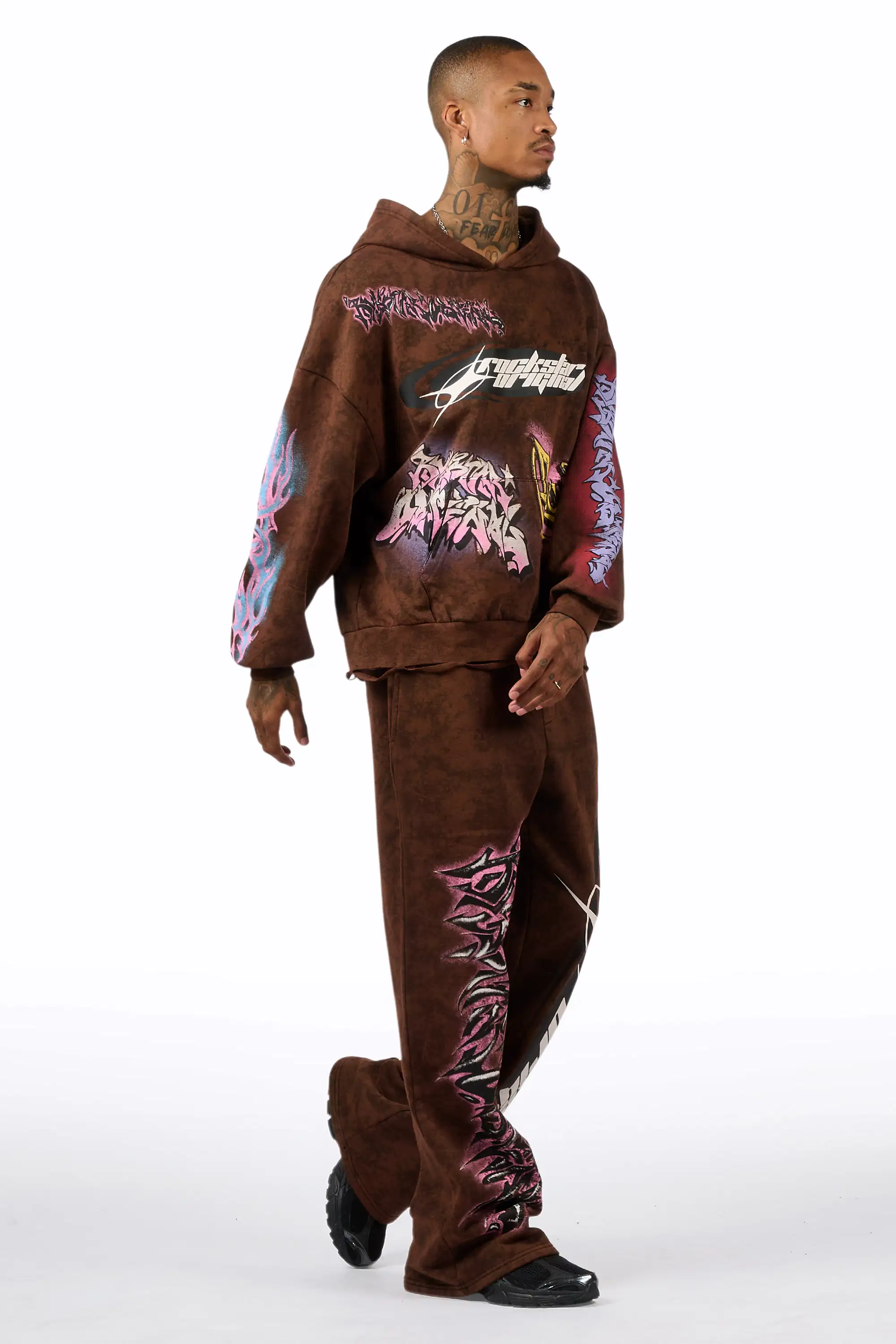 Bleka Brown Hoodie/Stacked Pant Track Set - Image 4