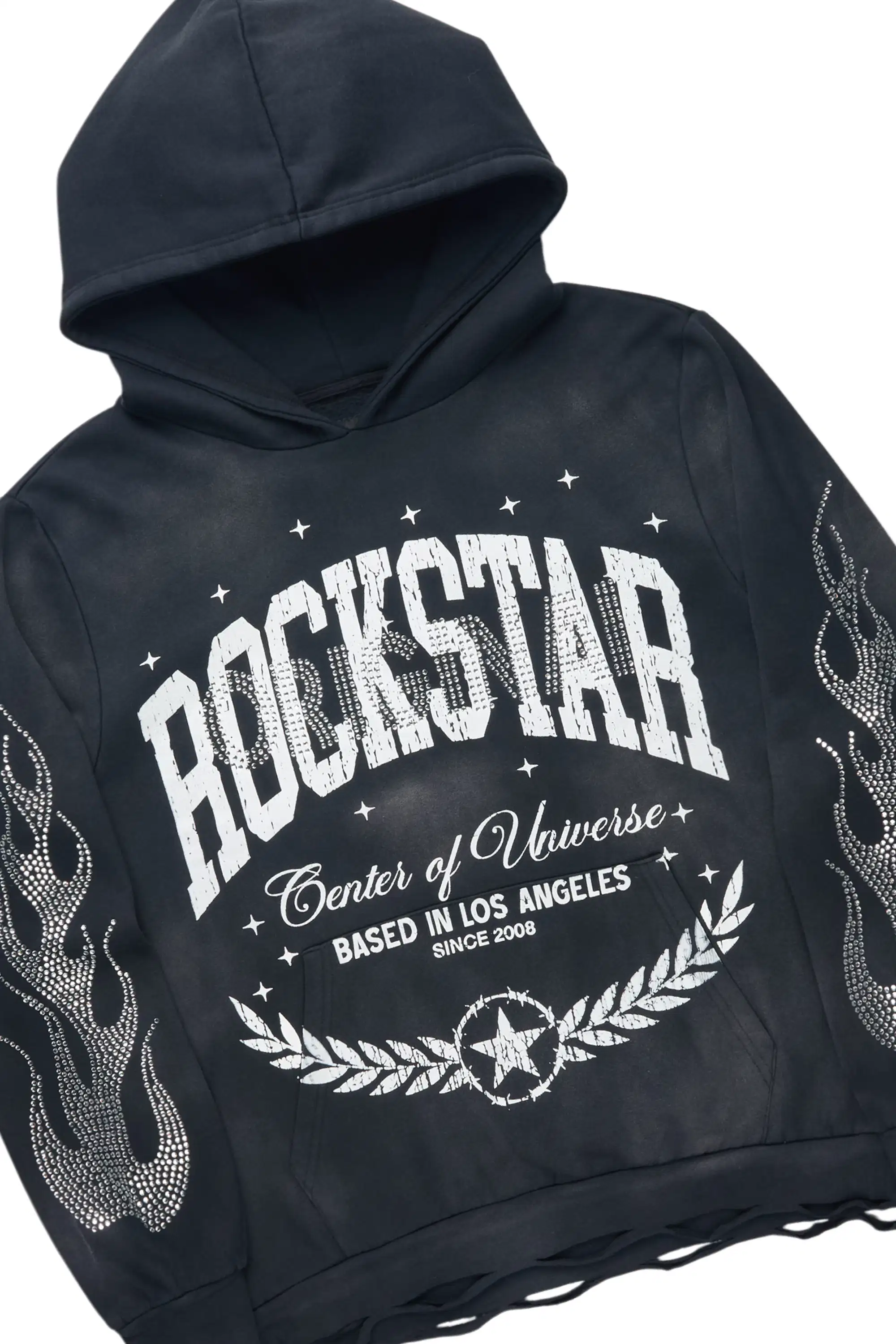 Strass Black Rhinestone Hoodie/Stacked Pant Track Set - Image 6