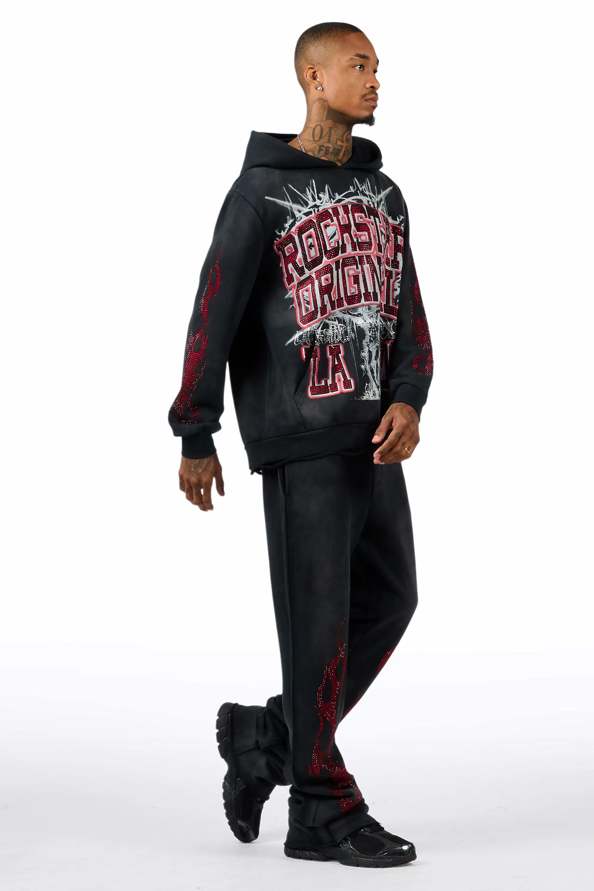 Oryn Black Hoodie/Stacked Pant Track Set - Image 3