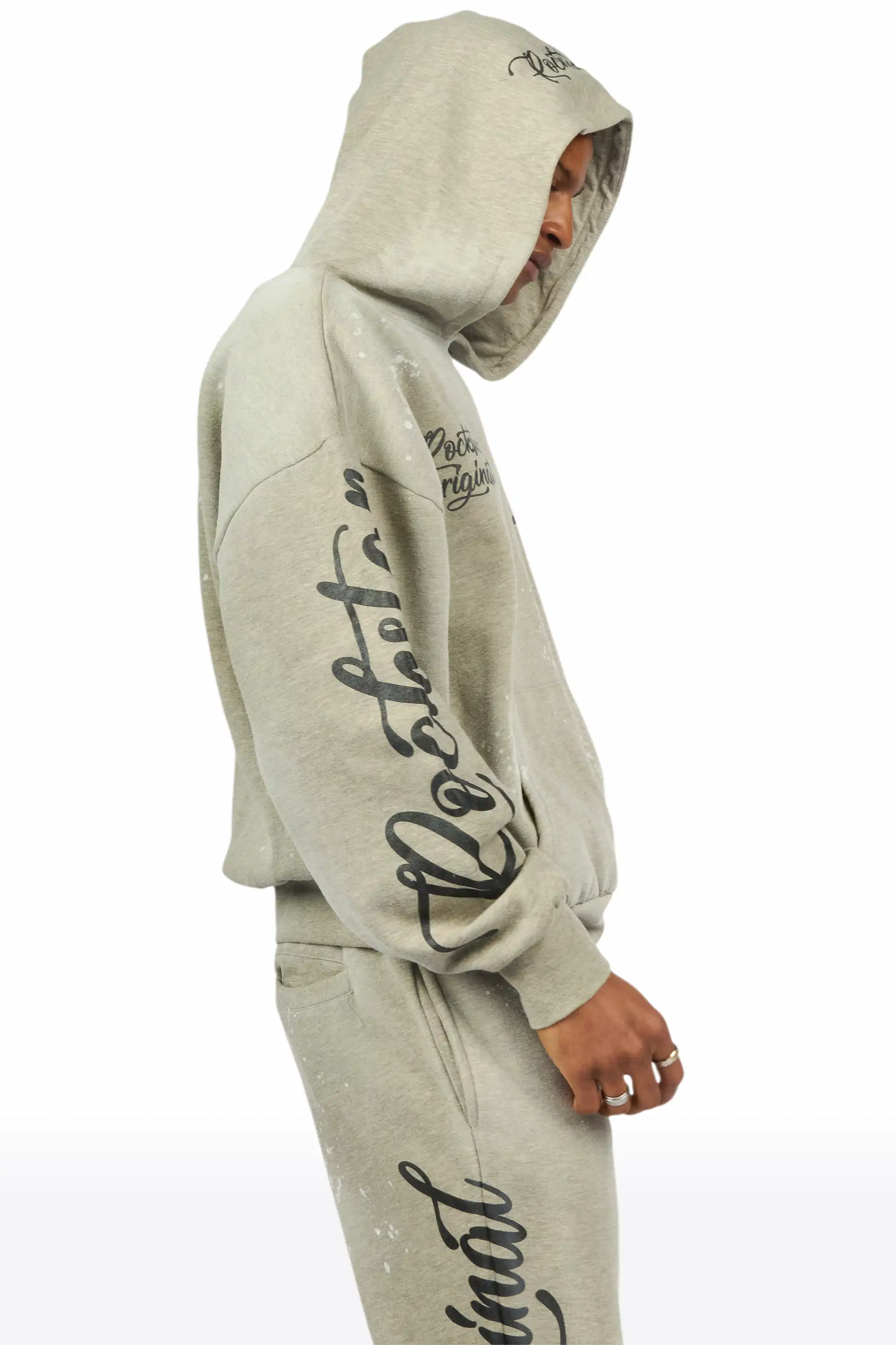 Hanif 2.0 Vintage Dark Oatmeal Hoodie/ Relaxed Pant Track Set - Image 5