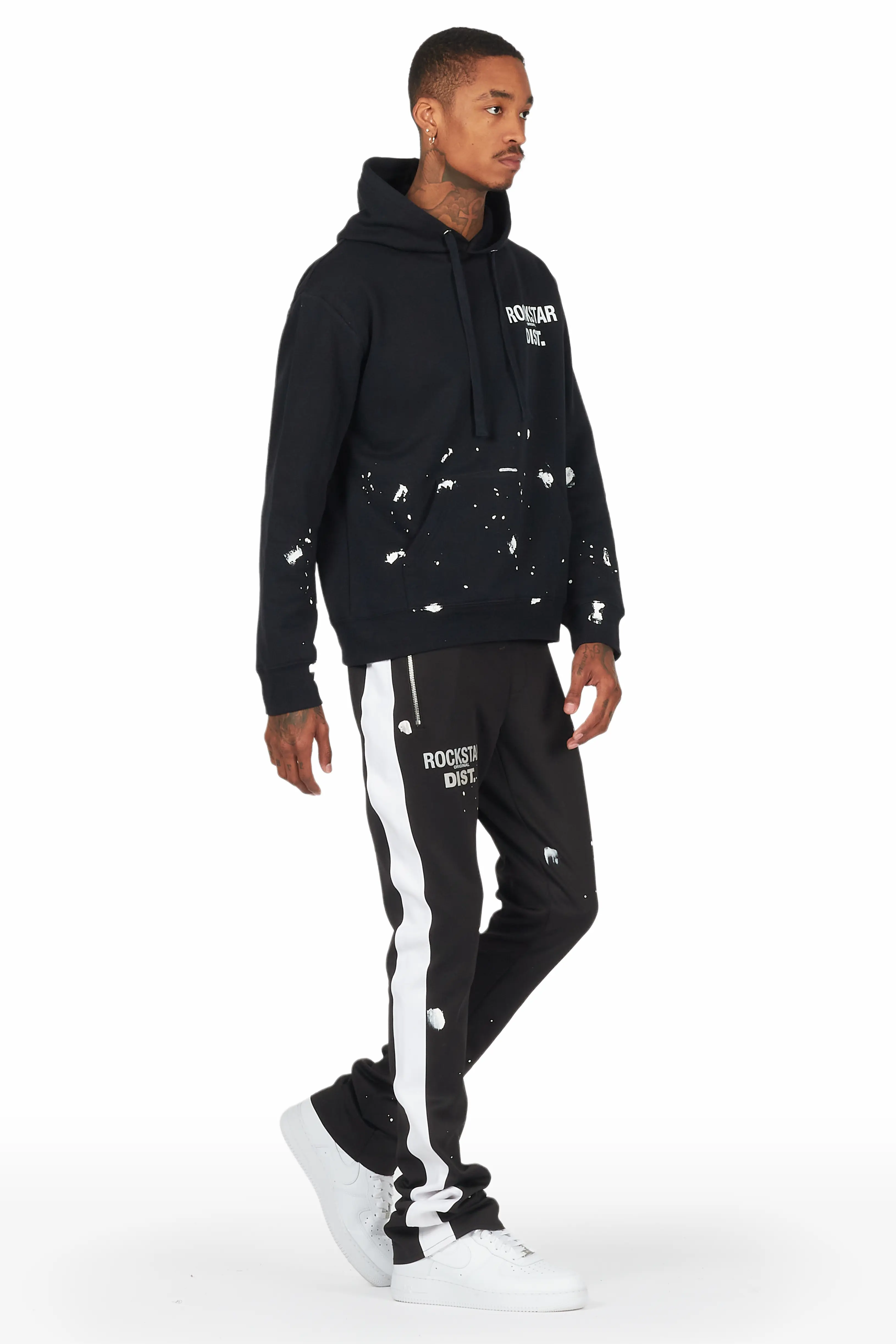 Raffer Black Hoodie/Stacked Flare Pant Set - Image 2