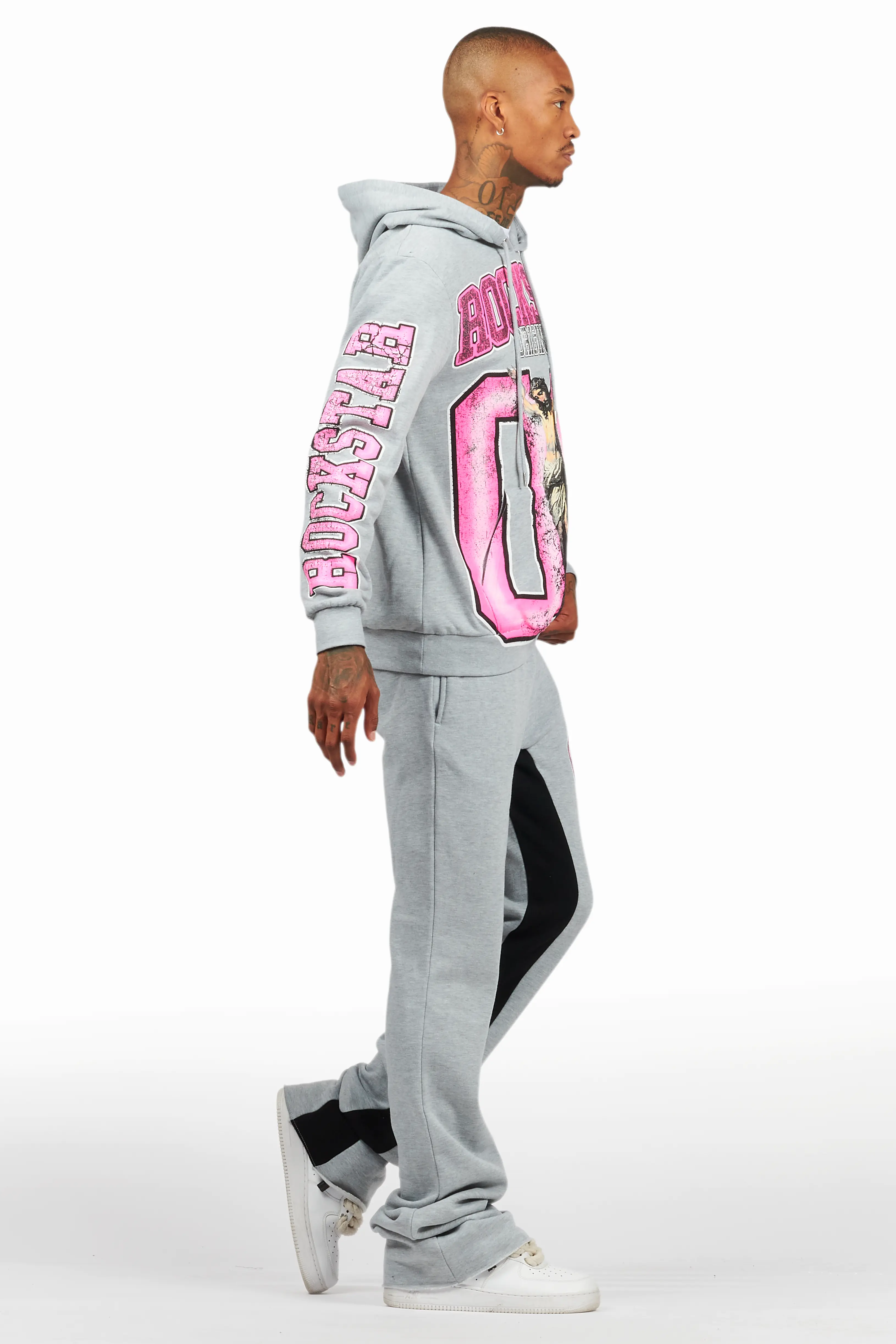 Fields Grey/Pink Baggy Hoodie Track Set - Image 3