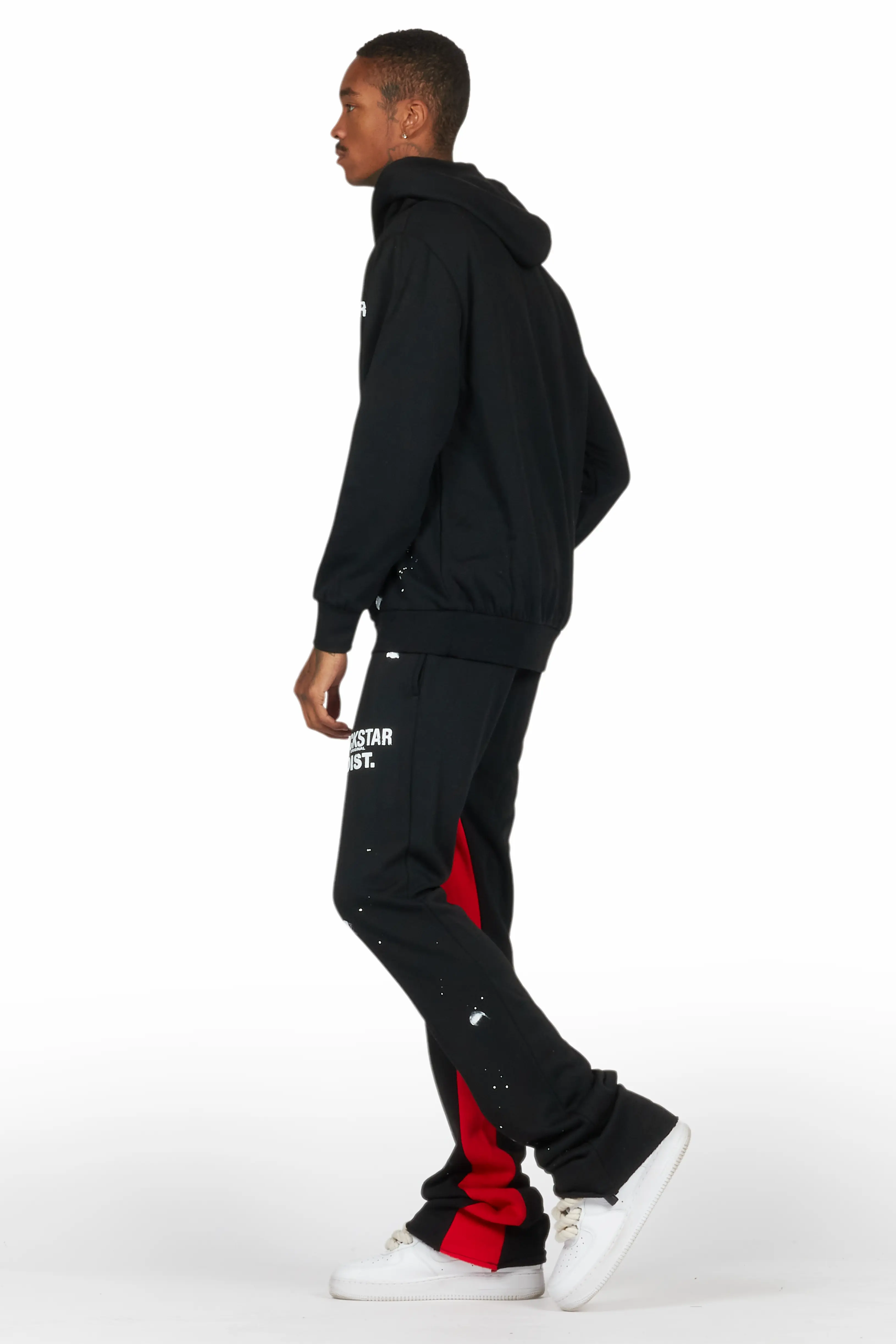 Raffer Black/Red Hoodie Baggy Fit Pant Track Set - Image 5
