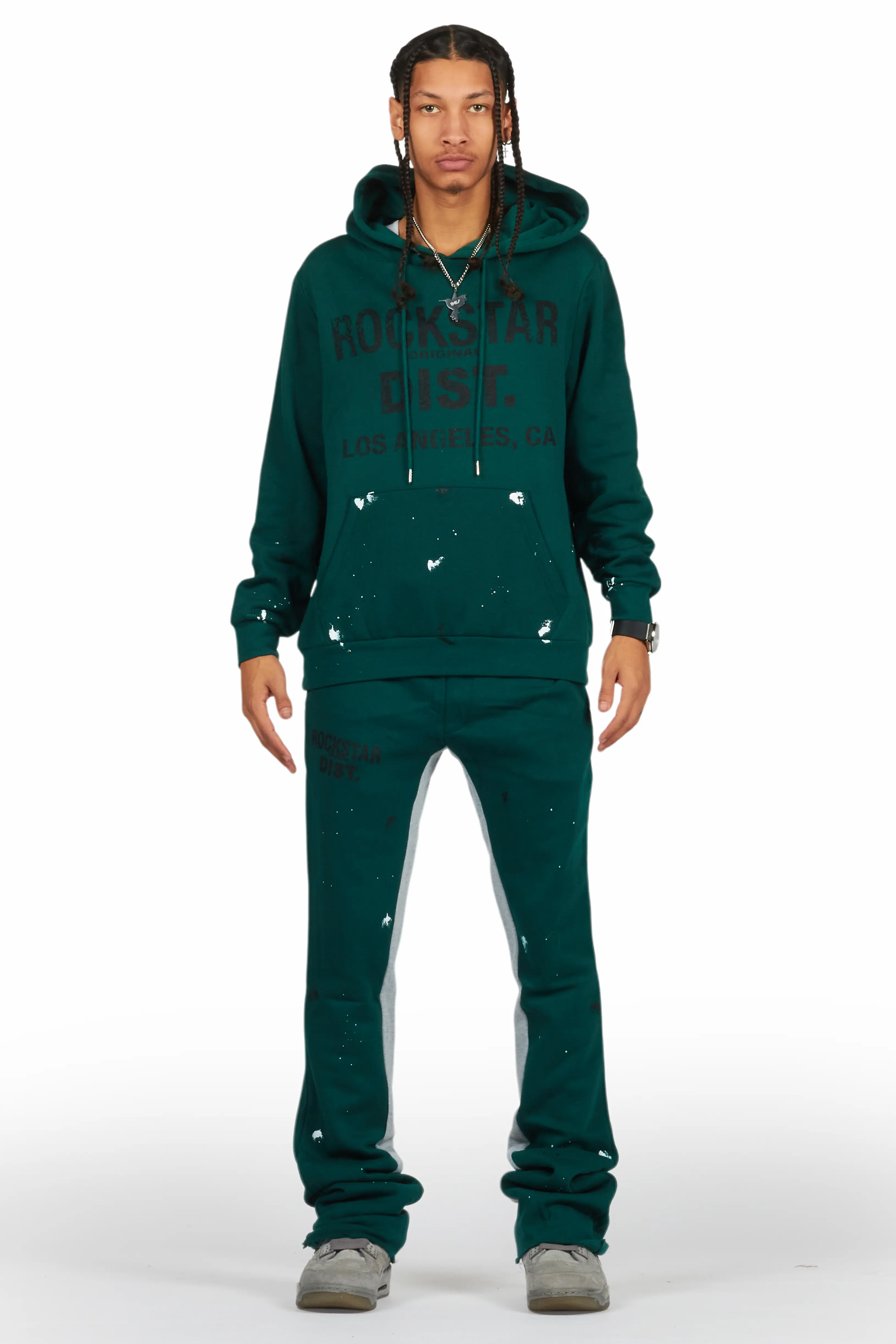 Scottie Green/Black Hoodie/Baggy Track Pant Set - Image 2