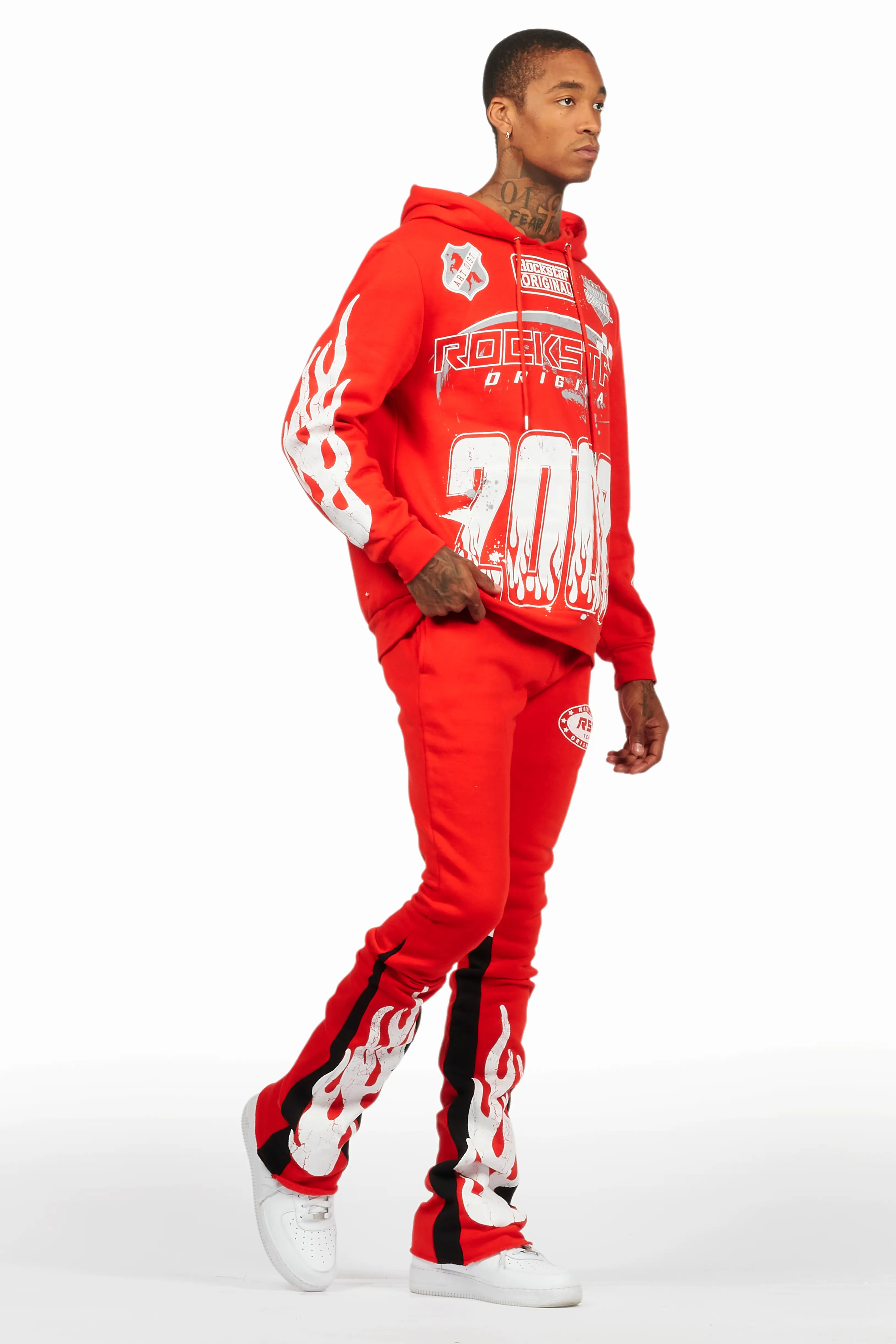 Amos Red/White Hoodie/Stacked Flare Track Set - Image 6