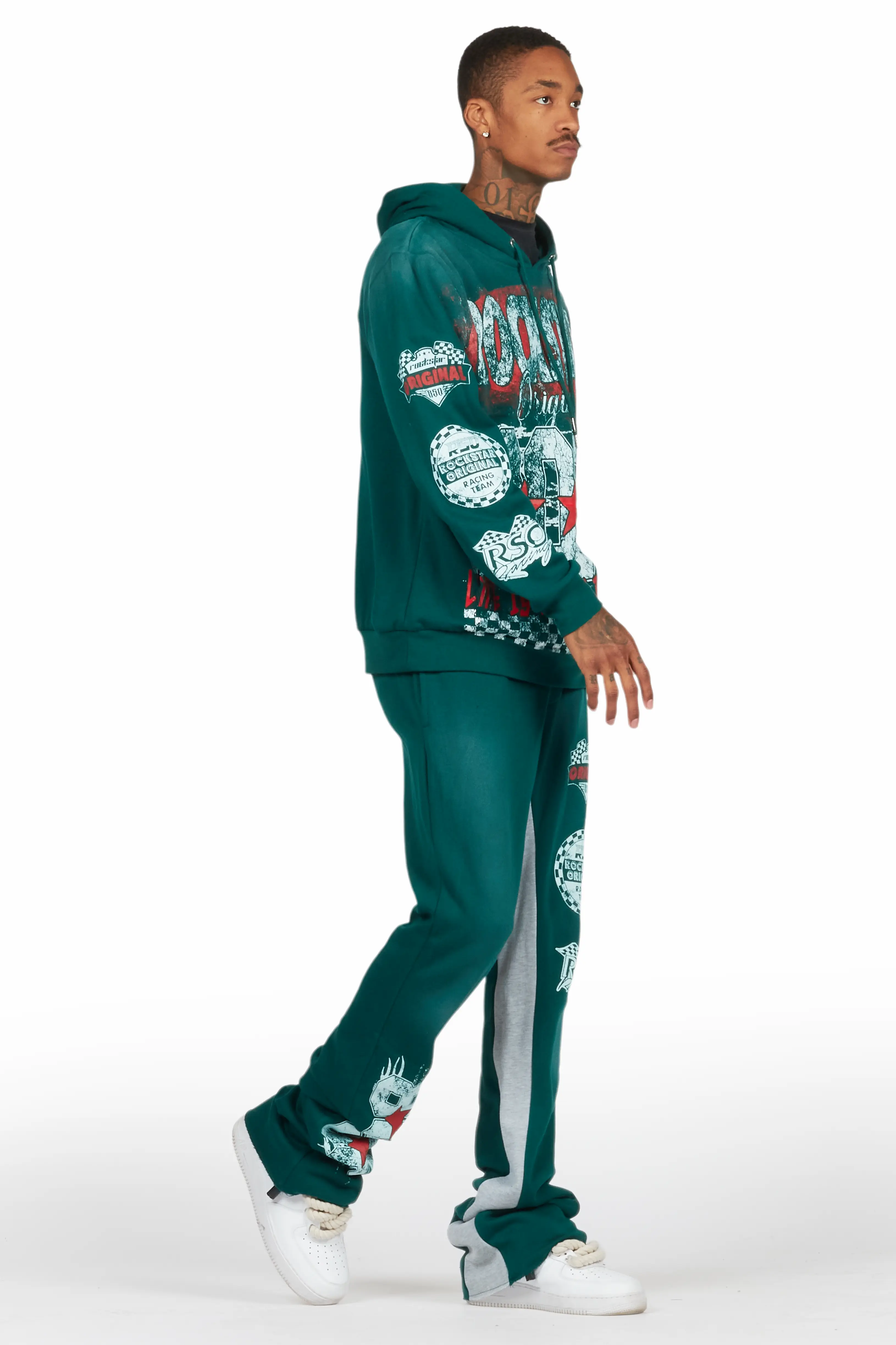 Racing Grung Dark Green Hoodie/Baggy Track Pant Set - Image 7