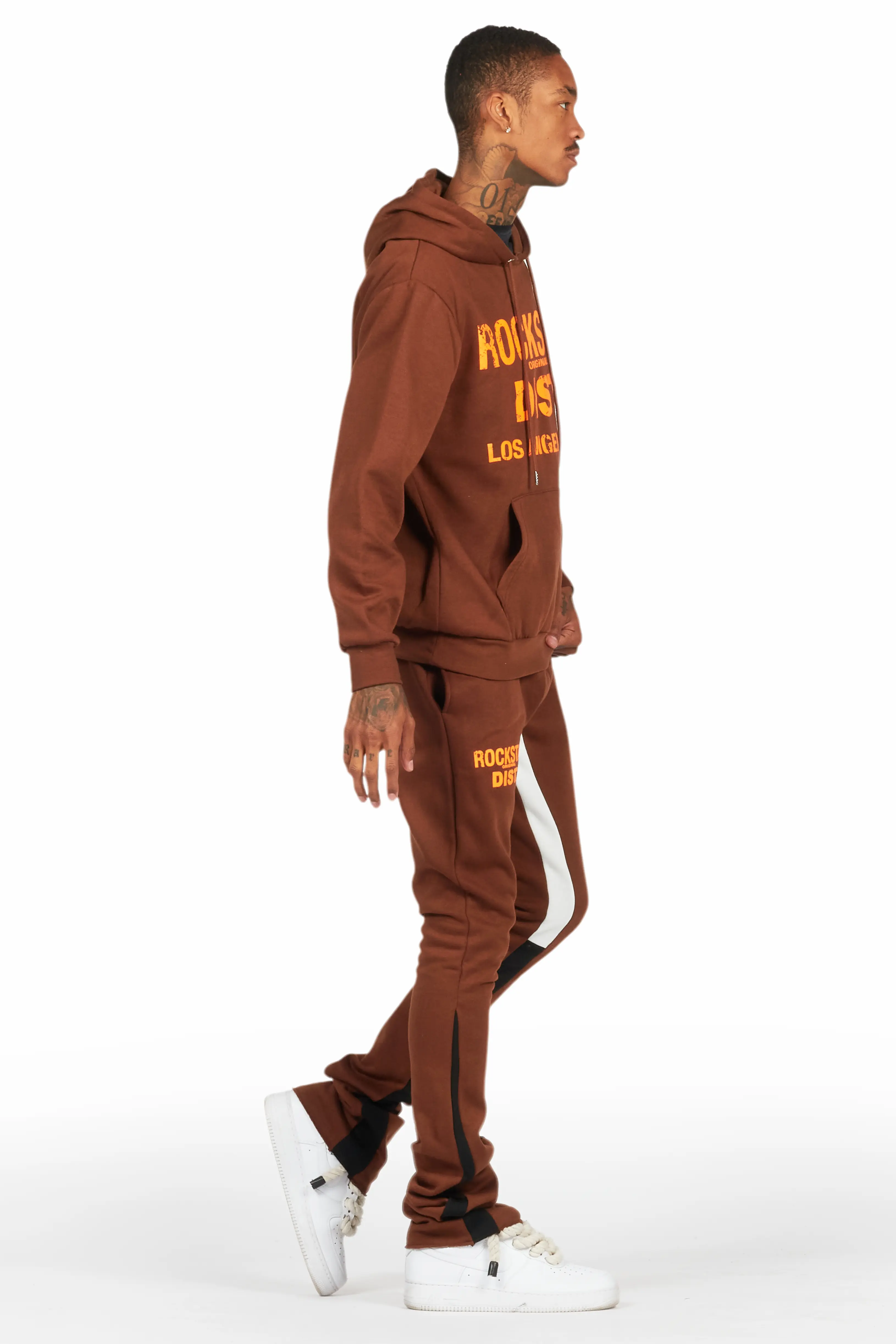 Lake Brown Hoodie/Stacked Flare Track Pant Set - Image 3