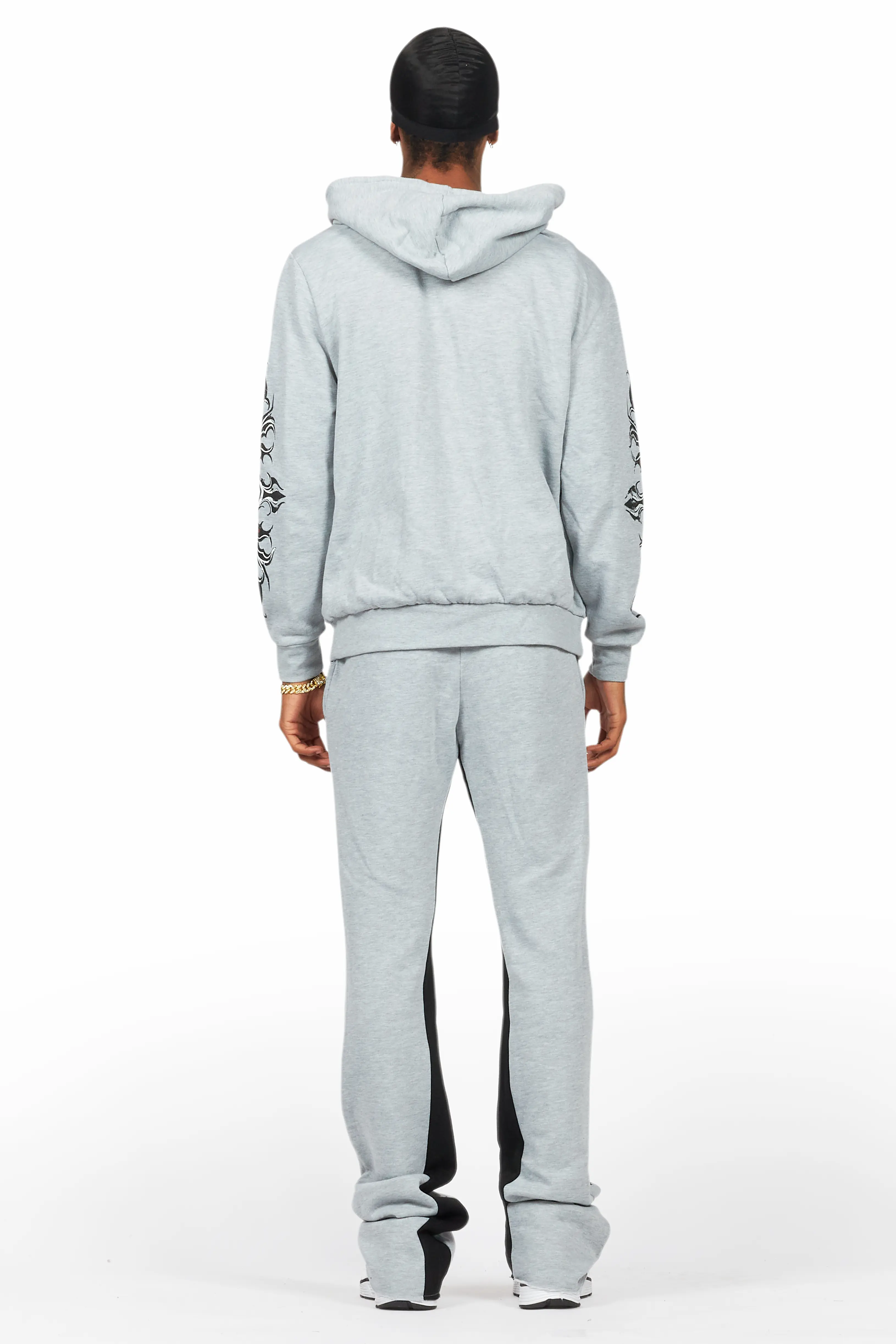 Akio Heather Grey Hoodie/Baggy Track Pant Set - Image 4