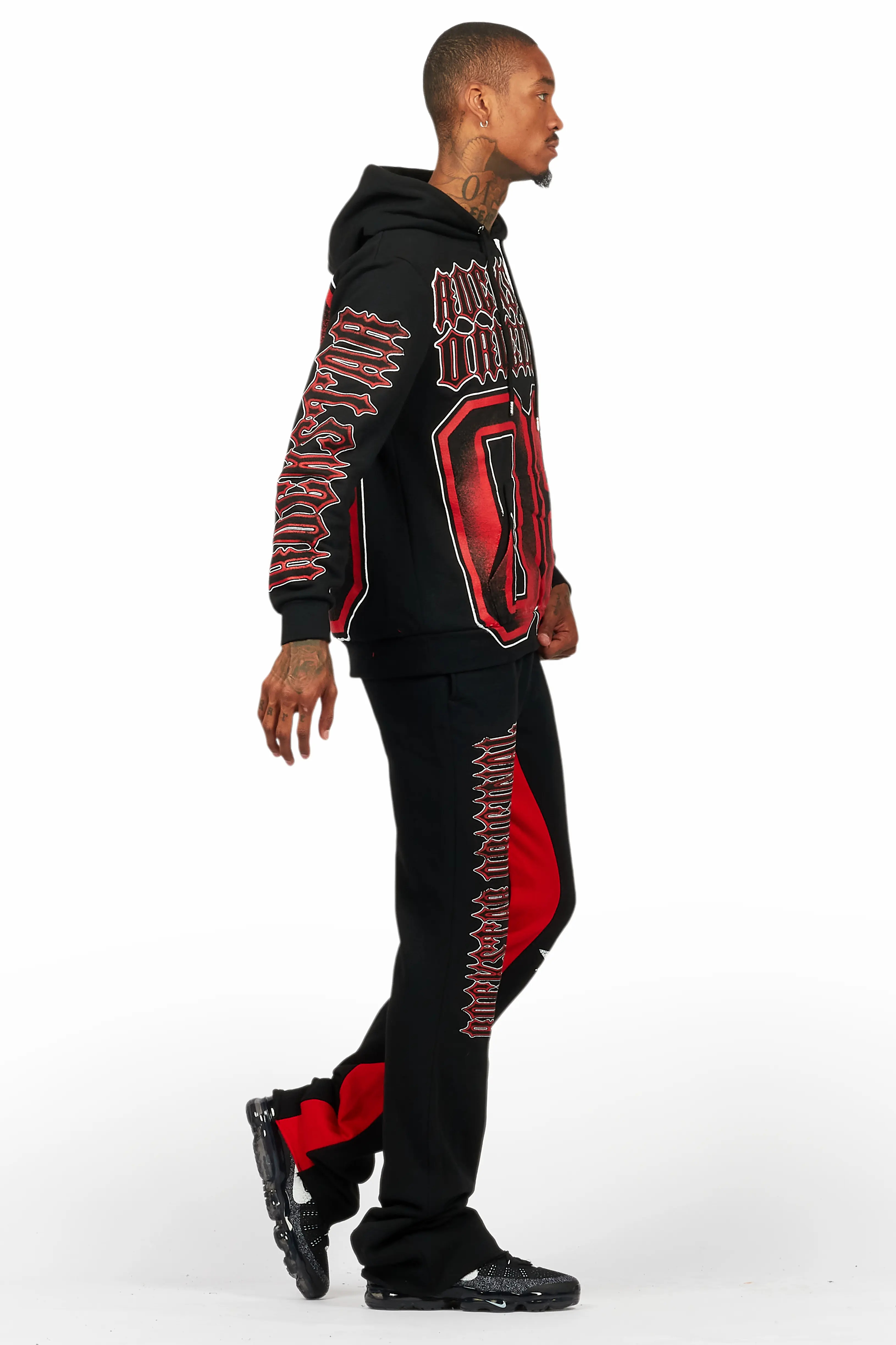 Alim Black/Red Hoodie/Baggy Track Pant Set - Image 3