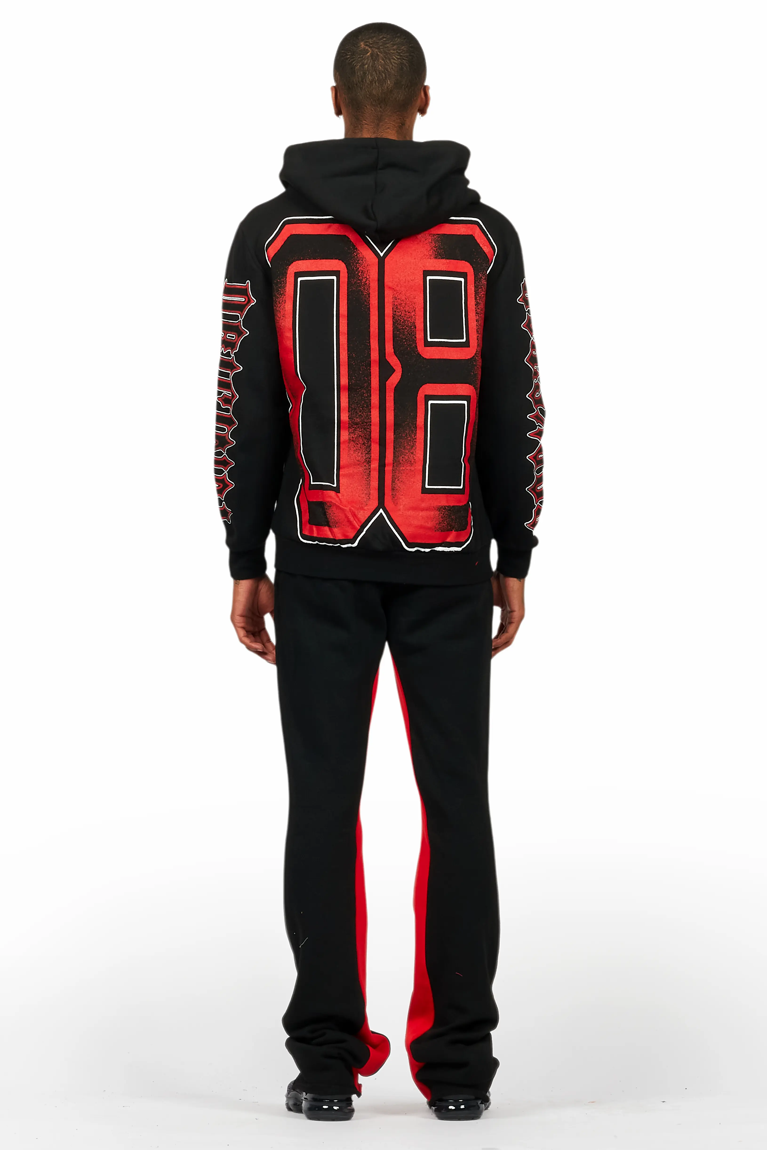 Alim Black/Red Hoodie/Baggy Track Pant Set - Image 4