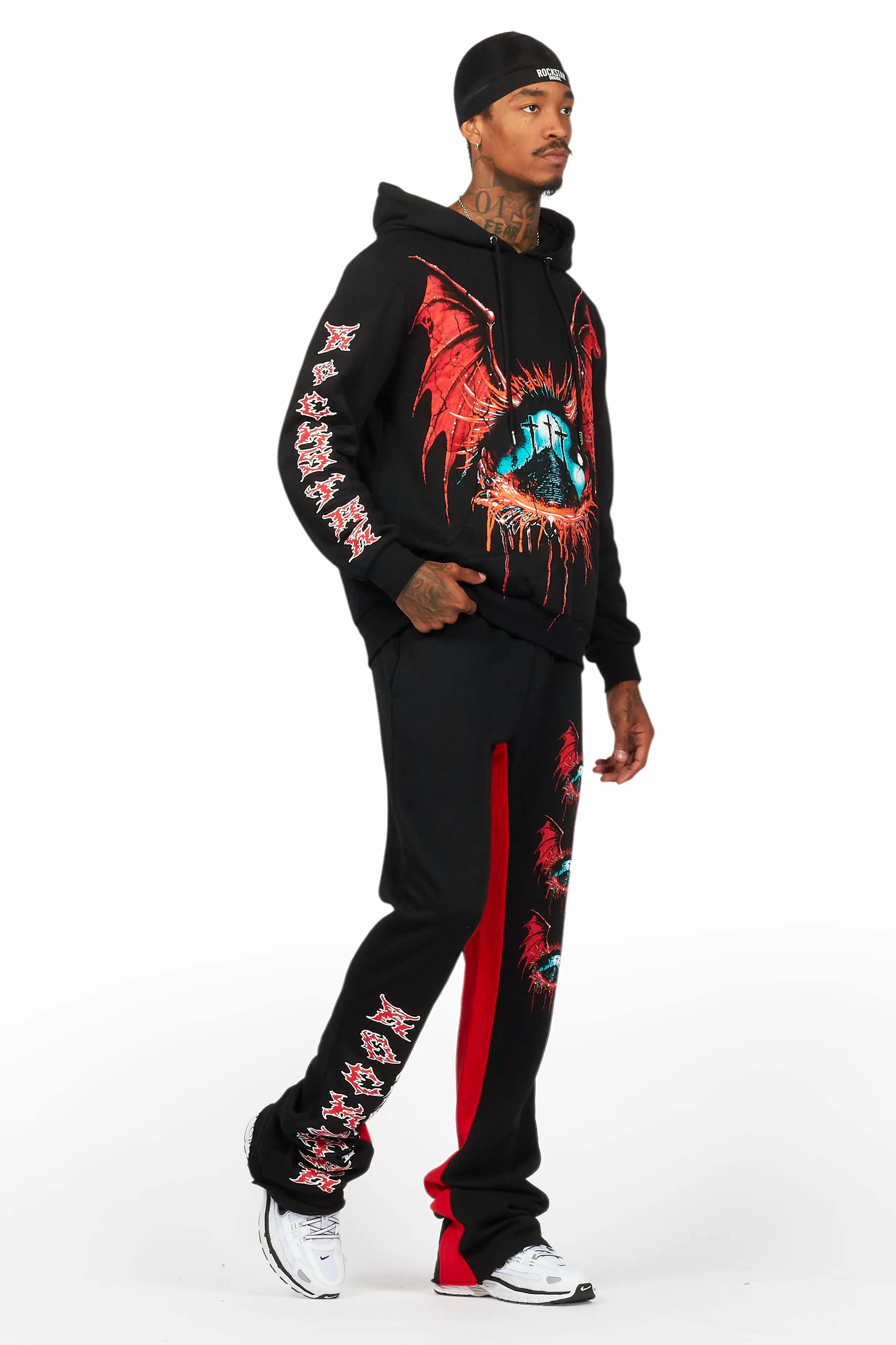 Darden Black/Red Hoodie/Baggy Track Pant Set - Image 6