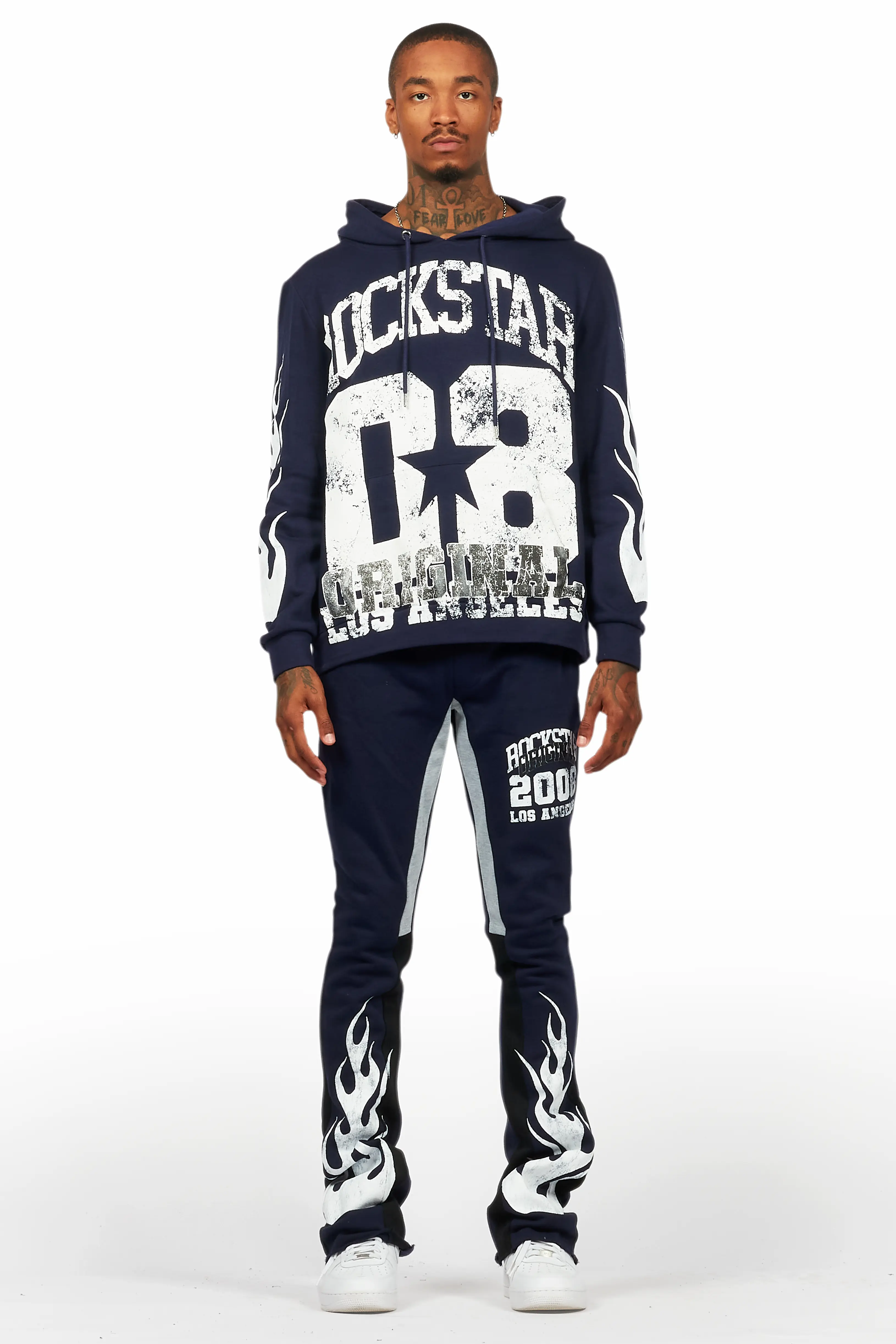 Damir Navy Hoodie/Stacked Flare Track Pant Set - Image 2