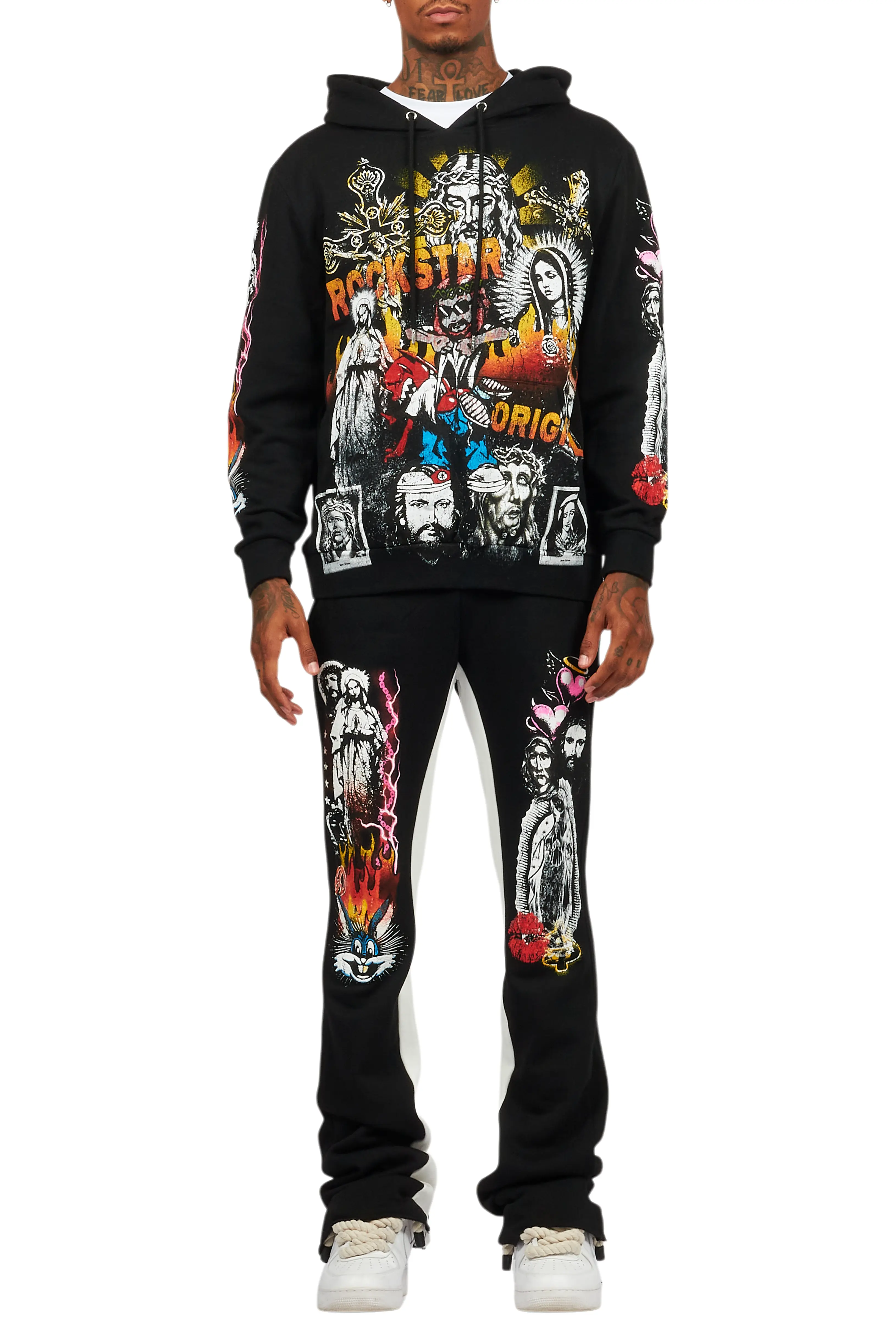 Santos Black Hoodie/Baggy Track Pant Set - Image 11
