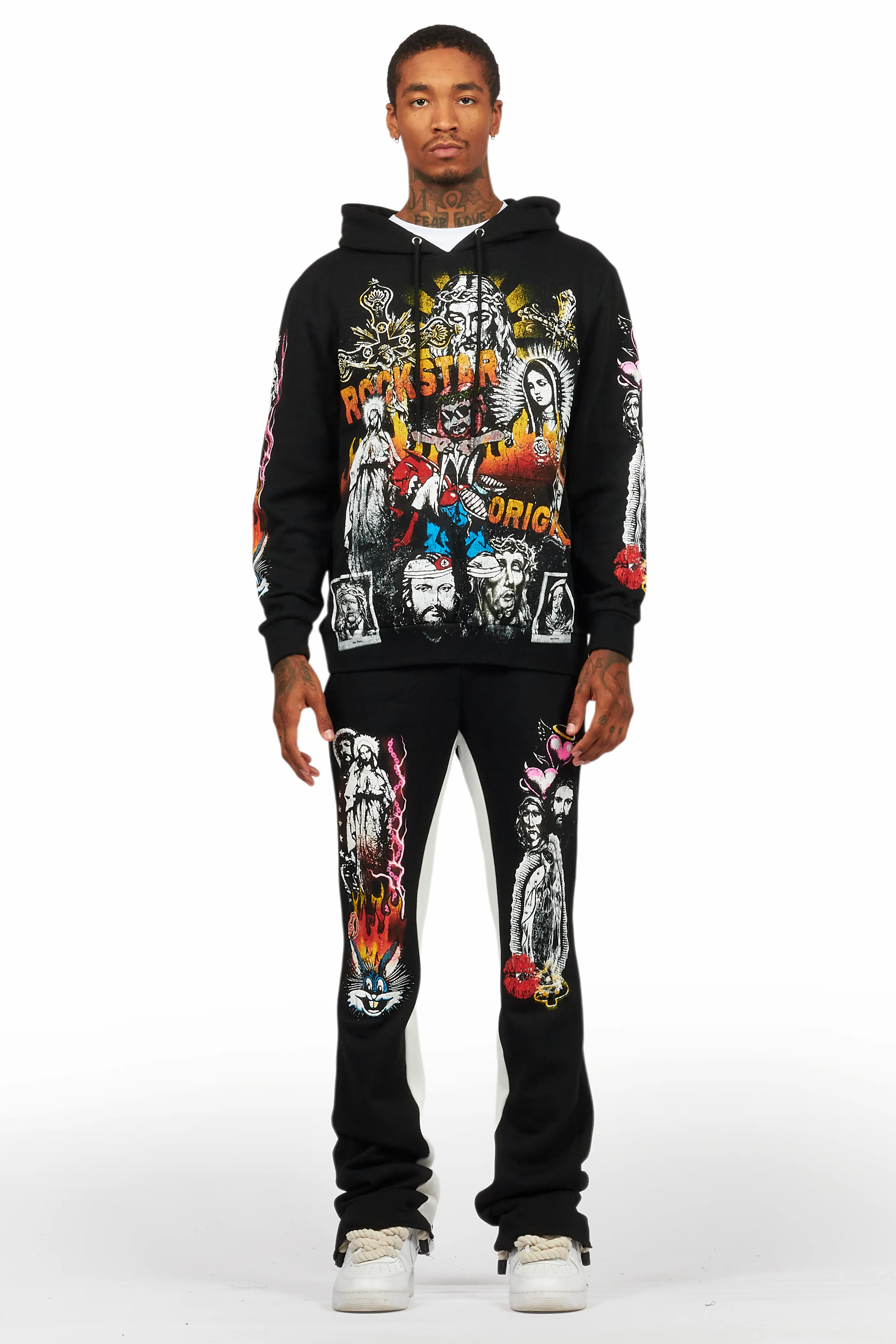 Santos Black Hoodie/Baggy Track Pant Set - Image 2