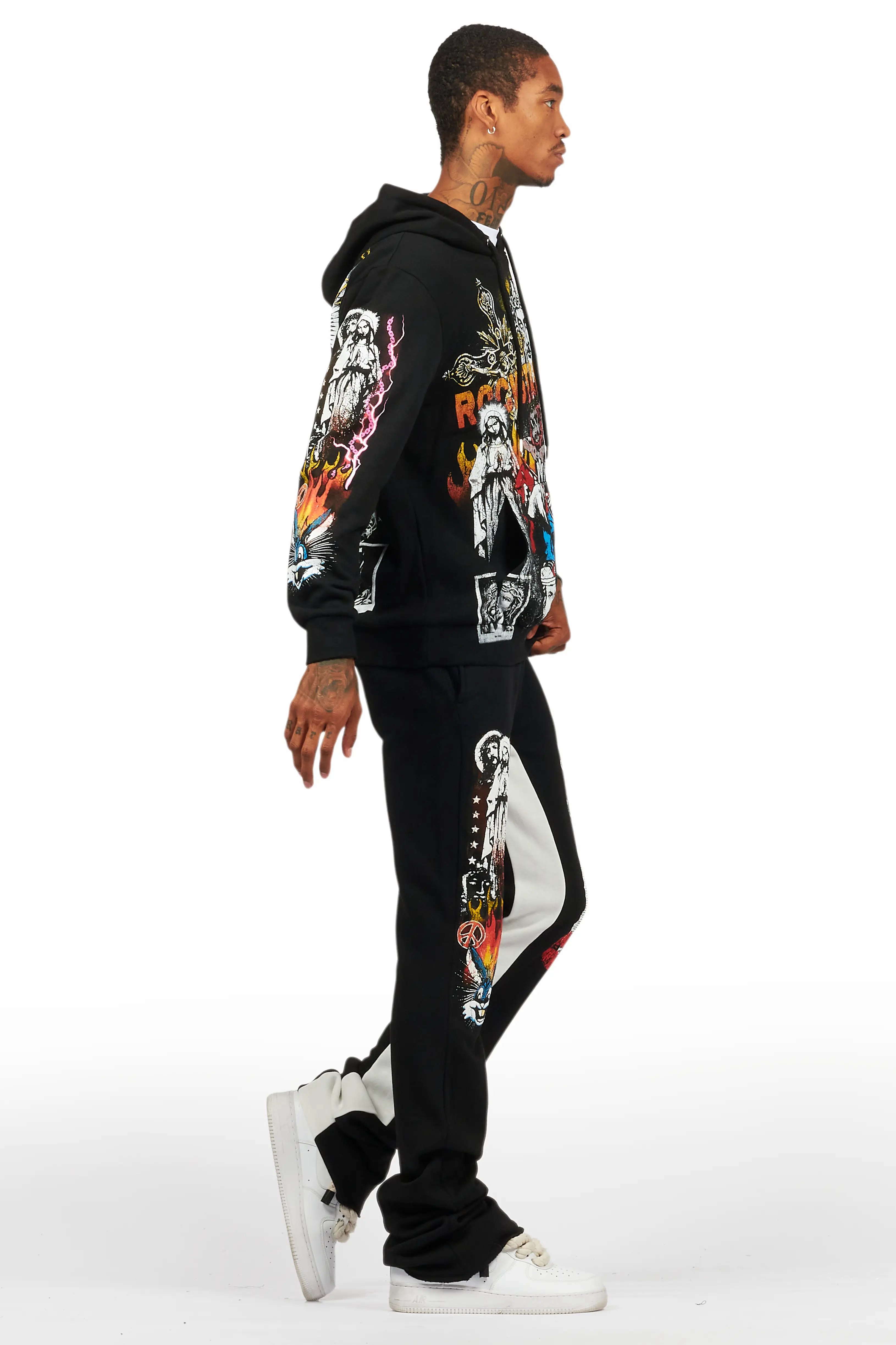 Santos Black Hoodie/Baggy Track Pant Set - Image 3
